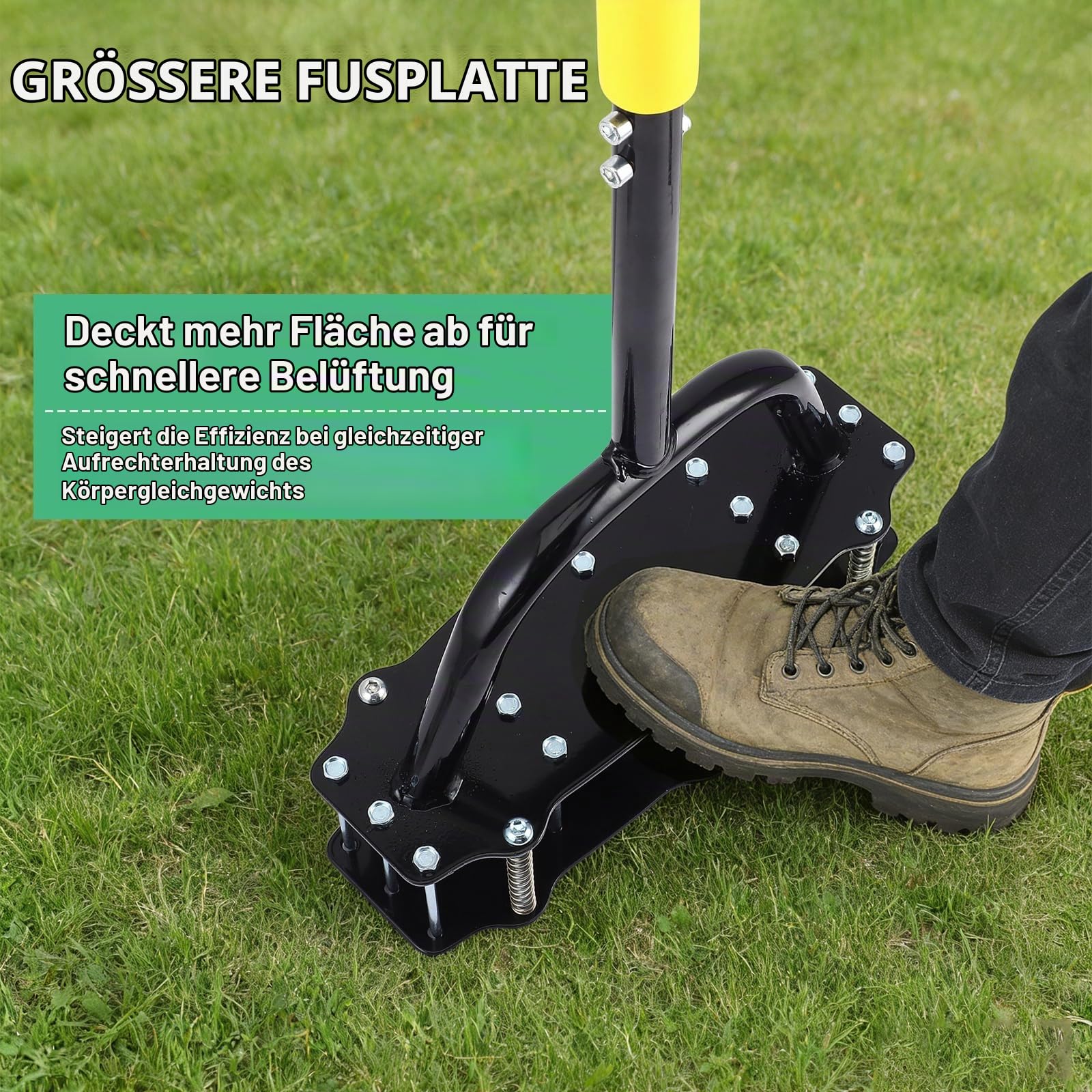 Rasenlüfter Spike, Metall Manuelle Vertikutierung Boden Belüftung Rasen mit 17 Eisen Spikes, Manuell Rasen Belüfter mit rutschfest T-Griff für Rasenpflege für Hof, Belüftung, Garten Werkzeug
