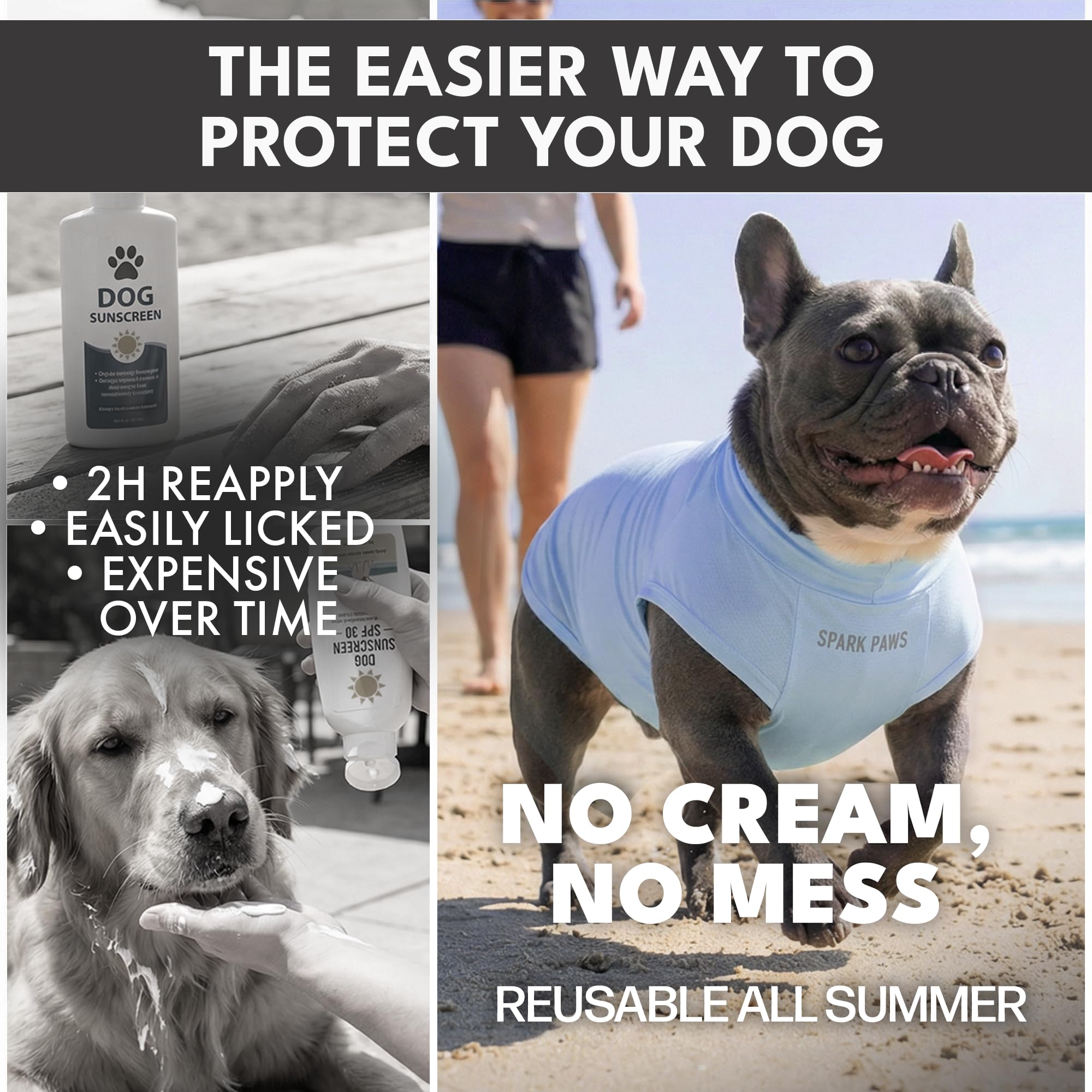 Spark Paws Camiseta Sunblock, protección contra rayos UV SPF30, ligera, transpirable, para el sol de verano, adecuada para perros con piel sensible, color azul y gris (juego de 2), talla 2XL