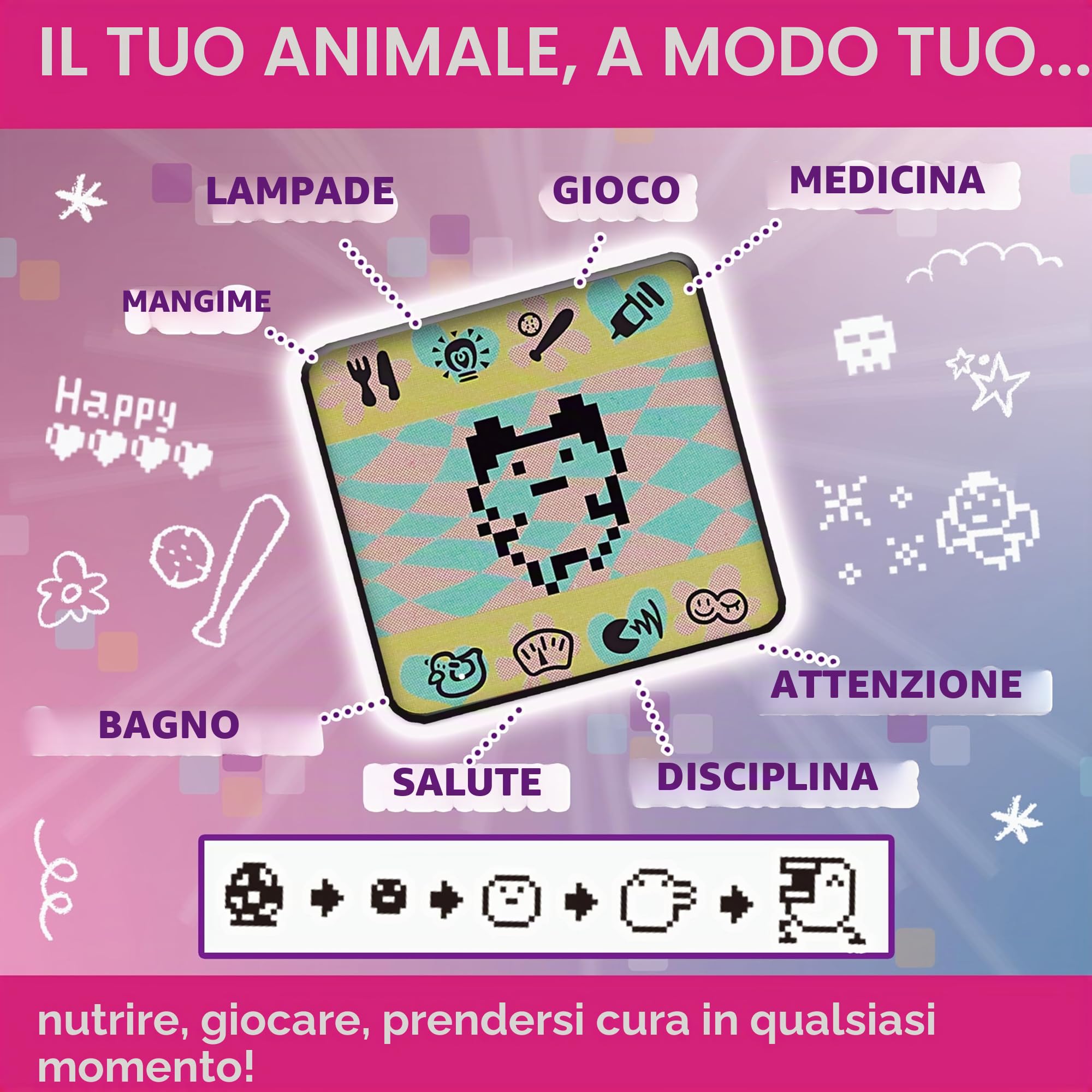 BANDAI, Tamagotchi Pet Virtual Original Tama Smile, Multicolore 42991, giocattolo elettronico per oltre 8 anni