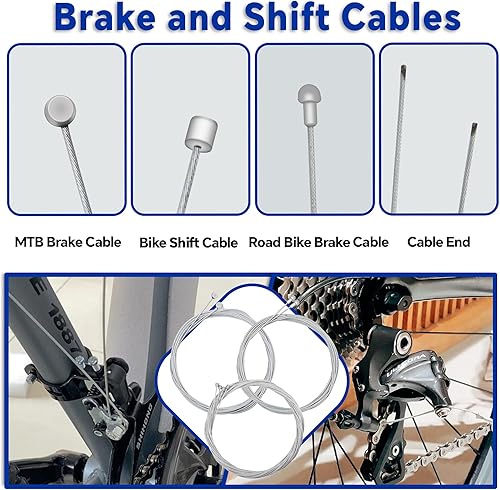 Miniatura 5 de 42 piezas de cable universal de freno de bicicleta y kit de carcasa con cable de cambio de cambio, línea de transmisión de bicicleta incluye tapas