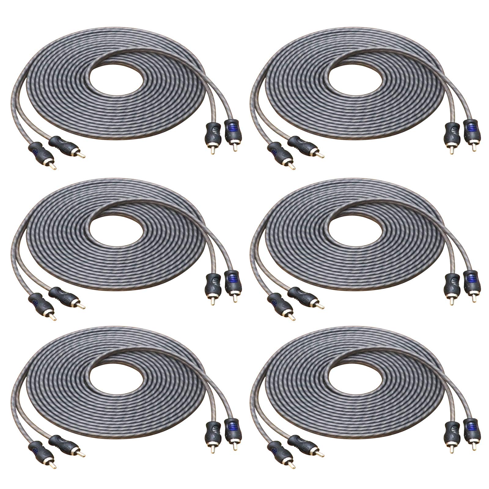 RECOIL RCI217-6 99.99% Oxygen Free Copper 17ft 2-Channel RCA Audio Cable Twisted Pair with Noise Reduction 6 Pack