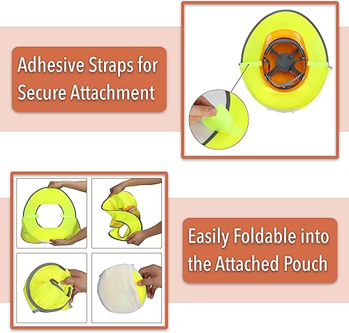 Miniatura 4 de UNCO - Protector solar para casco, 1 paquete, amarillo, de malla de ala completa y estándar, reflectante, de alta visibilidad, accesorios para casco