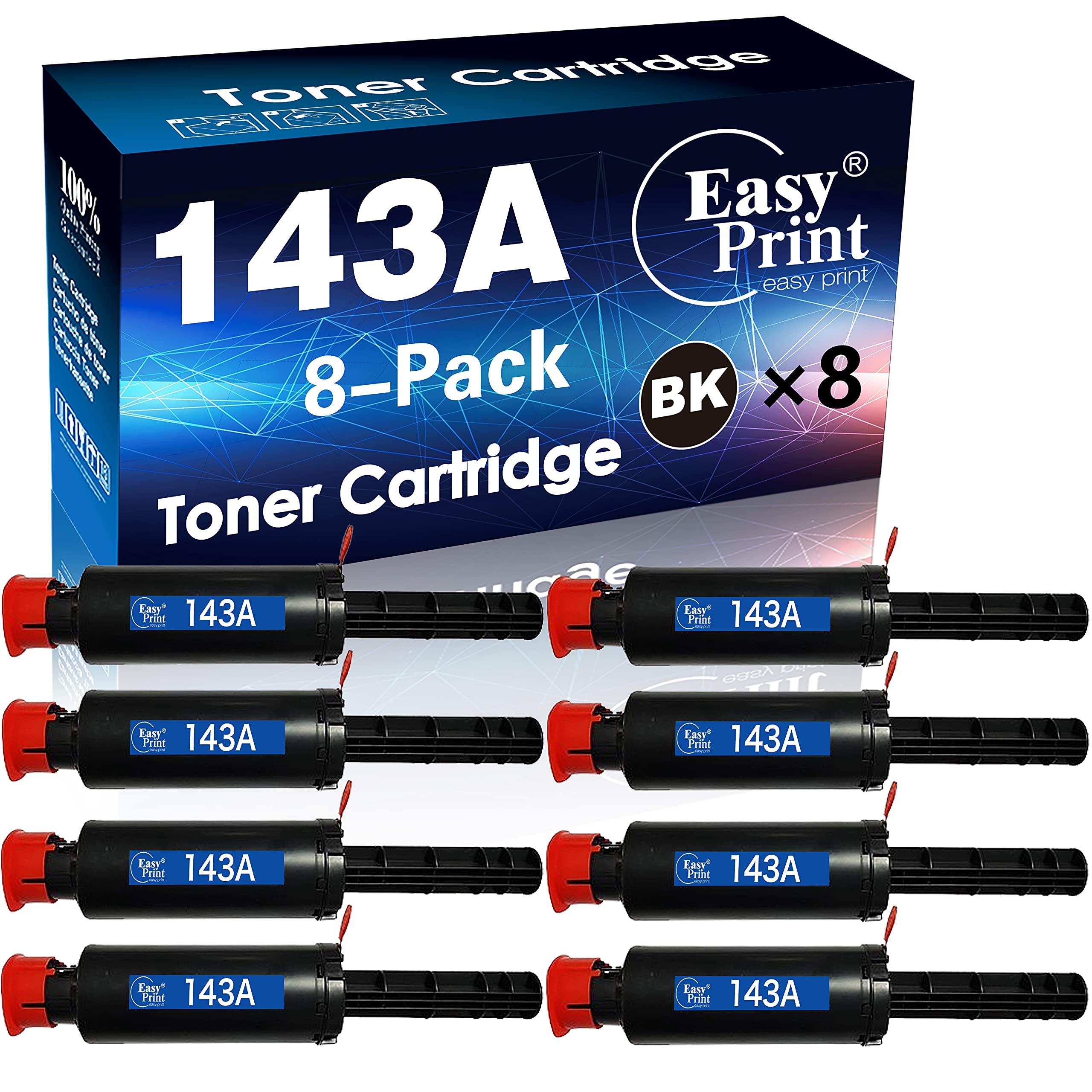 EASY PRINT EASY PRINT EASYPRINT 8-Pieces Compatible Toner Reload Kit 143A W1143A Replacement for HP Neverstop Laser 1000n/1001nw, MFP 1200nw, MFP 1202w/1202nw, (8-Black)