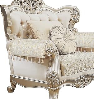 Loom and Mill Luxury Elegant Sofa Arm Covers 2 PCS, European Damask Floral Couch Armrest Cover with Tassels, Non-Slip Furn...