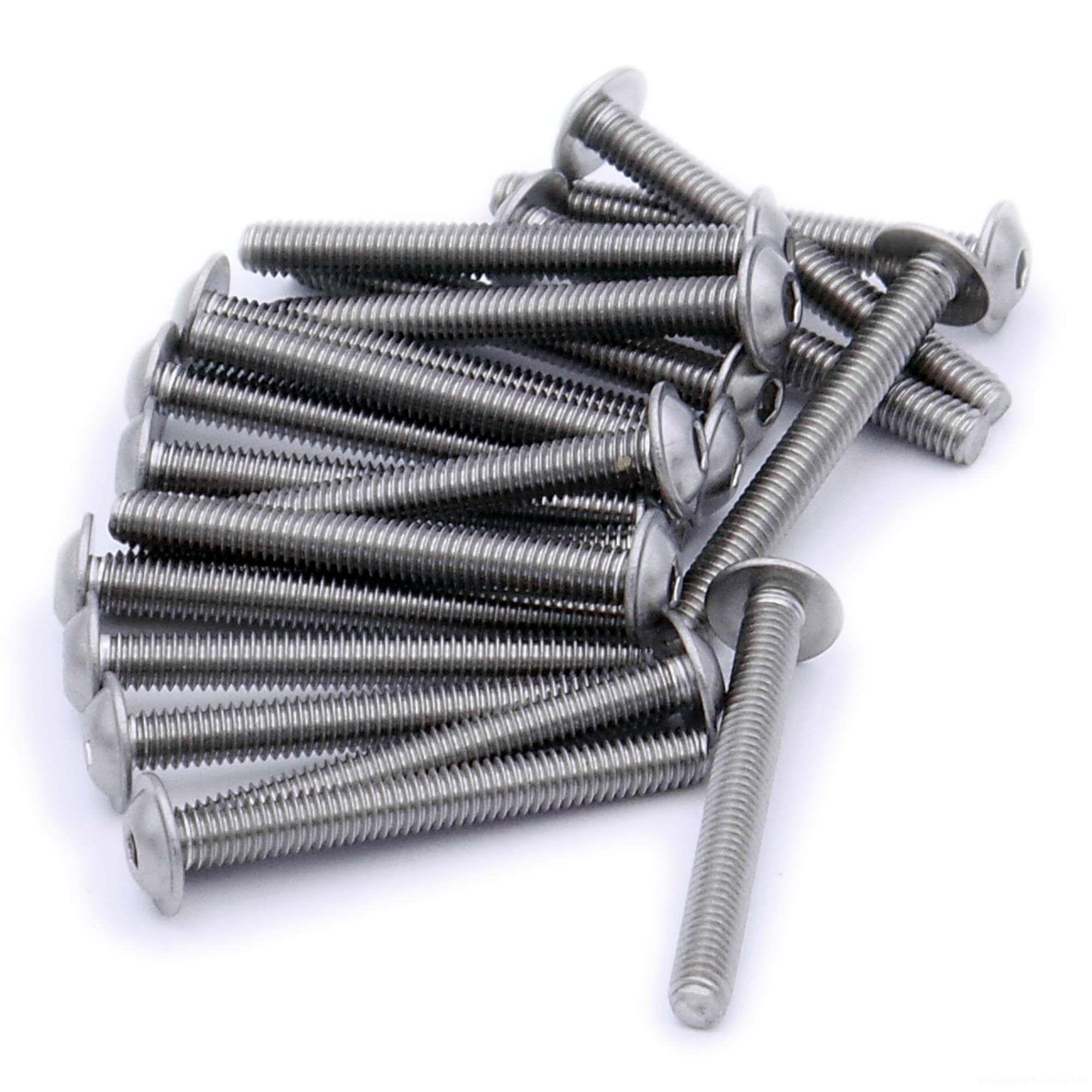 Singularity Supplies Silver M3 (3Mm X 40Mm) Flanged Hex Socket Button Machine Screw (Bolt) - Stainless Steel (A2) (Pack Of 20)