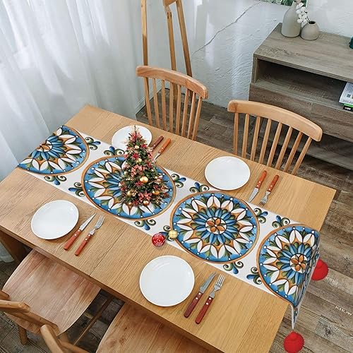 Miniatura 7 de Camino de mesa de Navidad de 60 pulgadas de largo, camino de mesa de otoño para mesa de comedor, decoración de Navidad, camino de mesa de café con