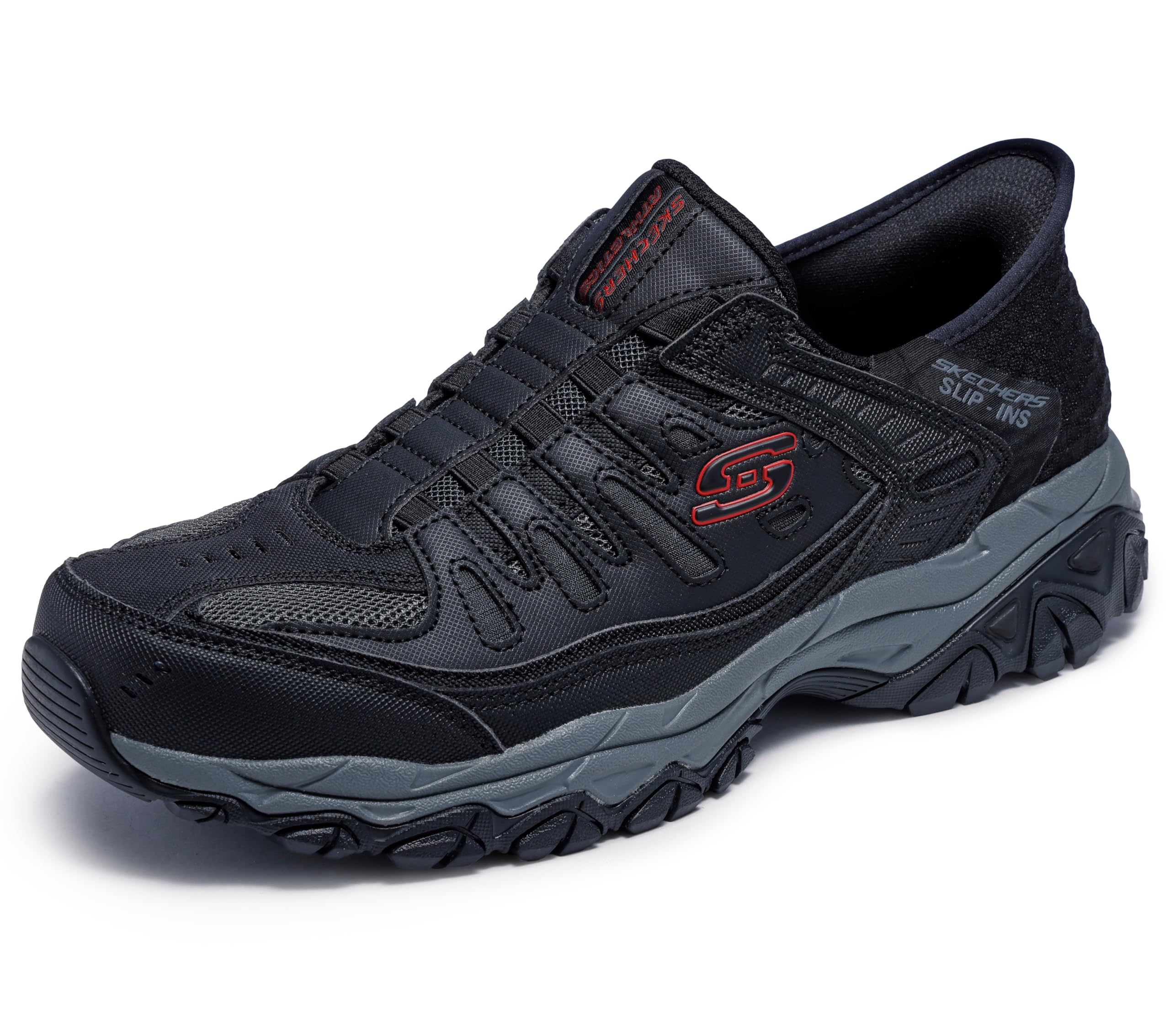 Skechers Men's Afterburn M. Fit Ridgeburn Hands Free Slip-in Loafer, Black/Charcoal, 9.5