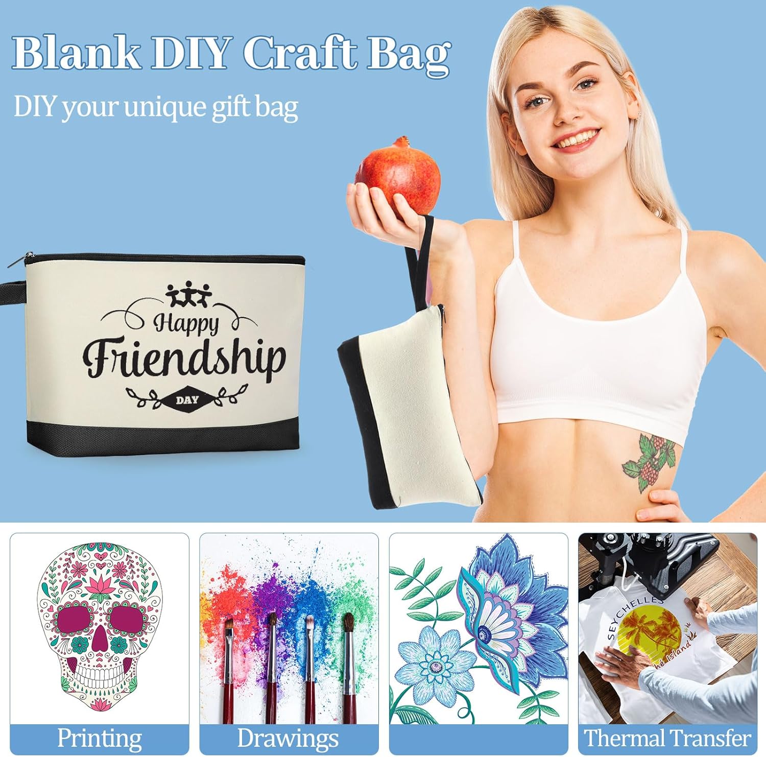 Silkfly 15 Pcs Cotton Canvas Makeup Bags Canvas Cosmetic Zipper 10.2 x 5.5 x 2 Inches Blank DIY Pouch Bag Bulk with Bottom Pencil Case Travel Toiletry Pouch for Women (Classic Color) - Image 6