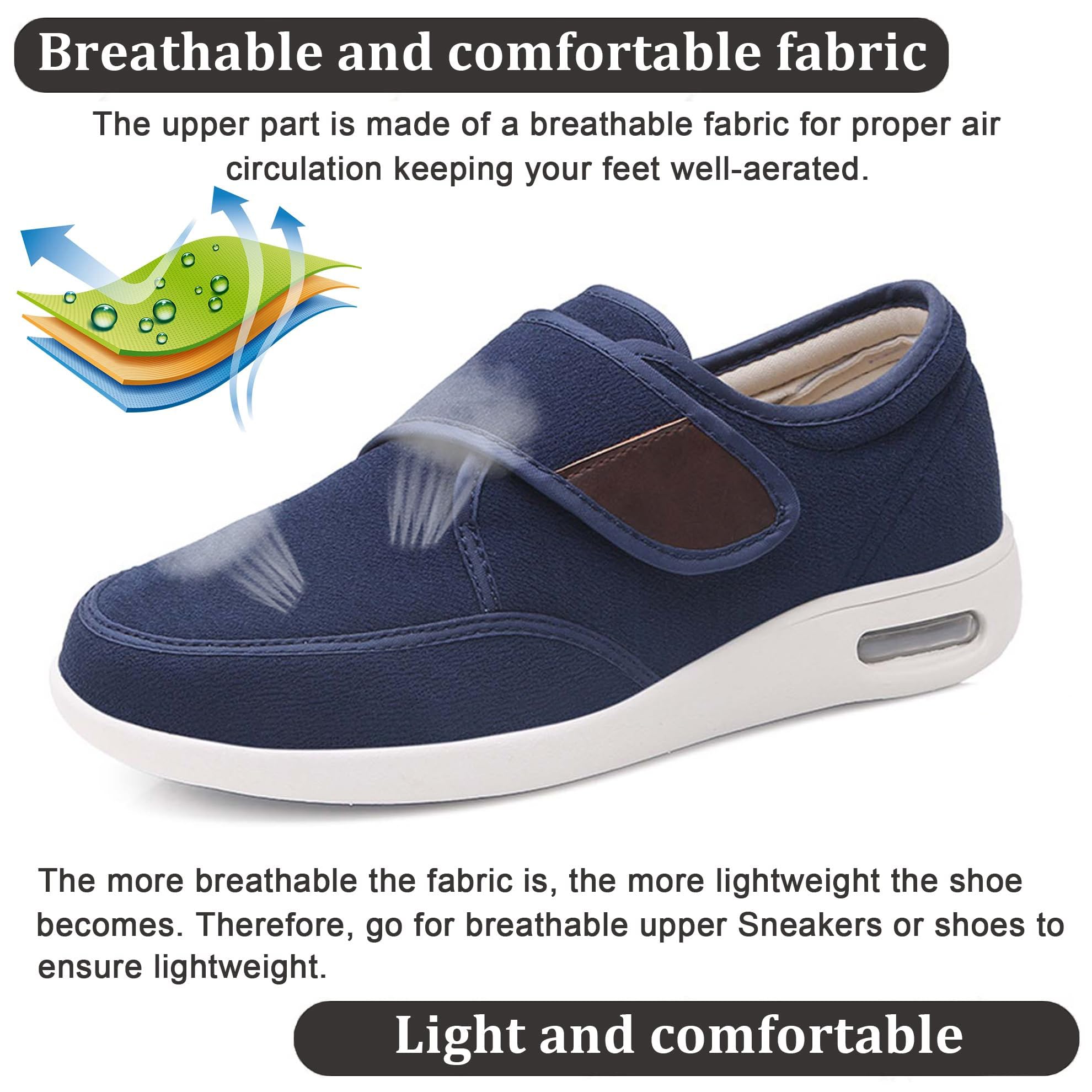 Scarpe diabetiche Larghe per Donne Uomini, Scarpe da Piedi gonfi Anziani Regolabili Scarpe Traspiranti Leggere in Memory Foam Edema Scarpe da Passeggio