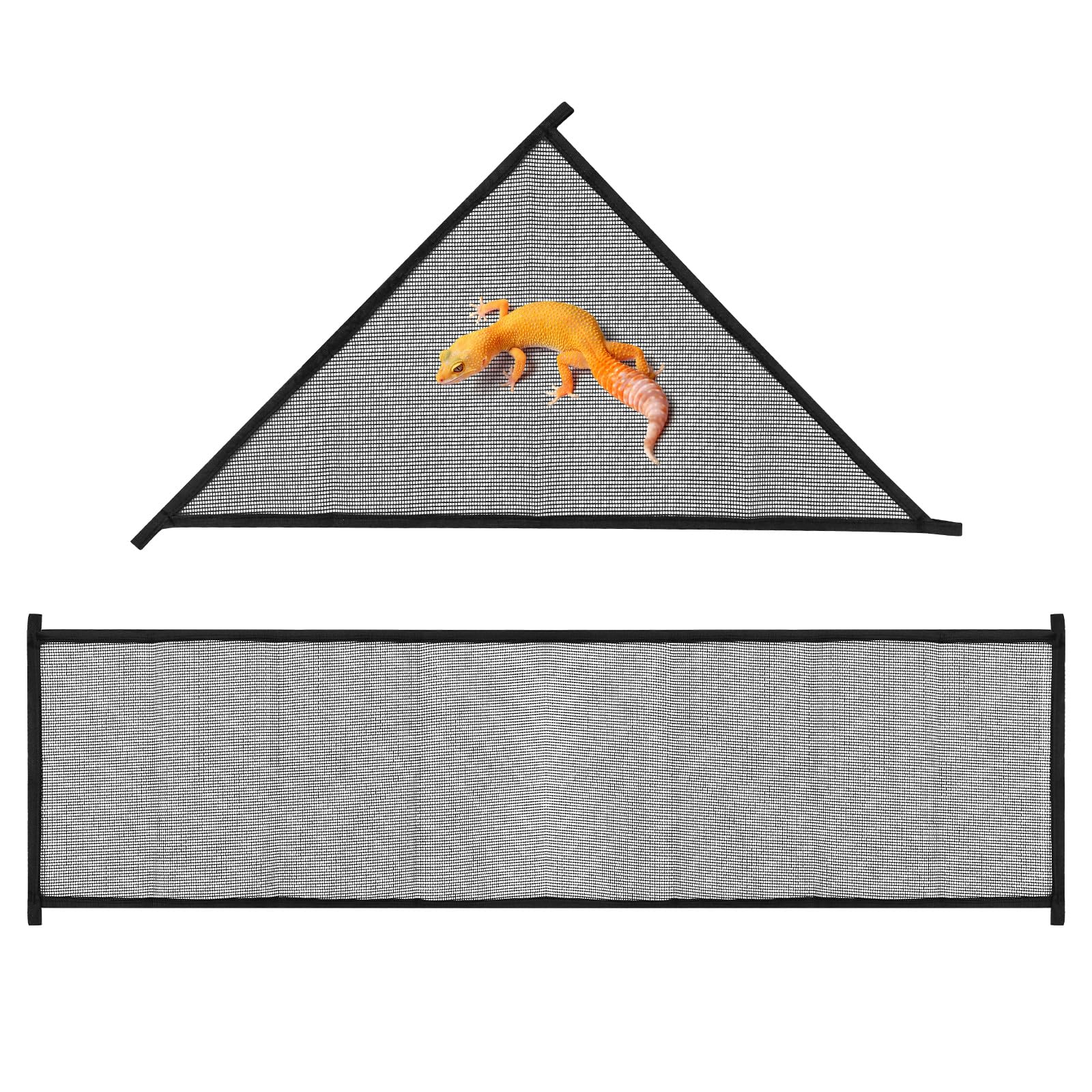 Lot de 2 grands hamacs en forme de dragon barbu (1 rectangle + 1 triangle), accessoires pour aquarium de reptiles avec ventouses puissantes, lit de salon pour lézards, serpents, geckos et petits