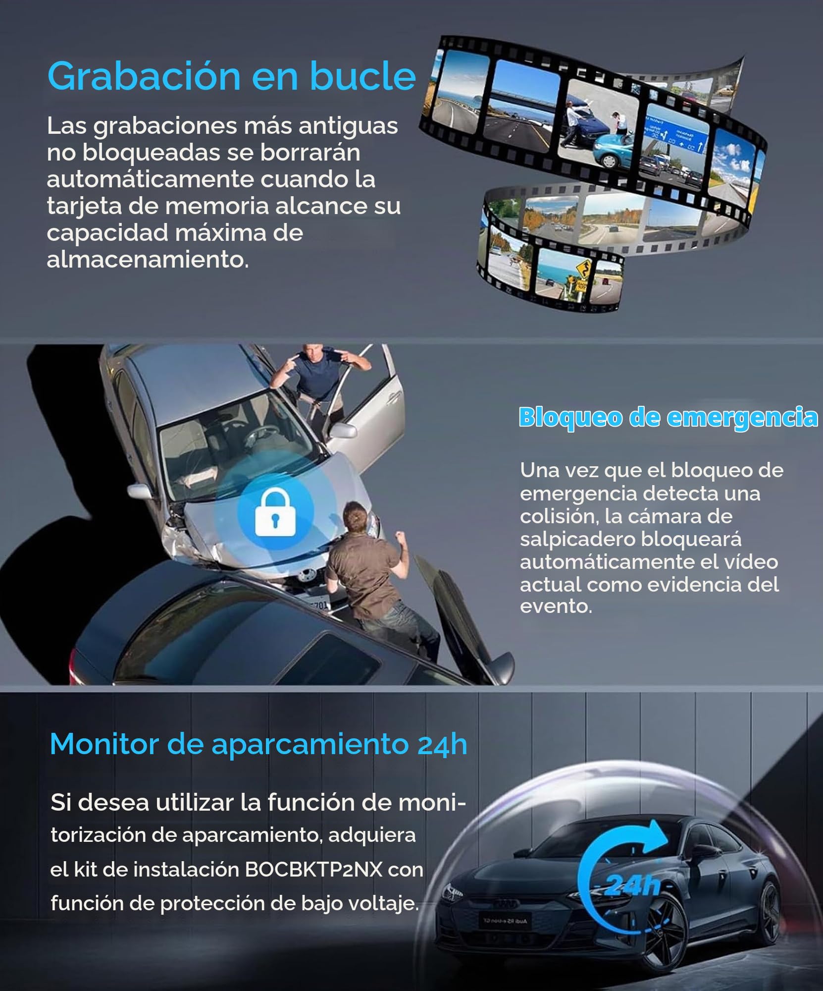 4 Lentes Dashcam 4x1080P Frontal,Lzquierda,Derecha y Trasera Cámara de Coche con GPS WiFi Monitor de Aparcamiento,Lnfrarrojos Visión Nocturna 150° Dash CAM,Pantalla de 3 Pulgadas Gratis 128GB