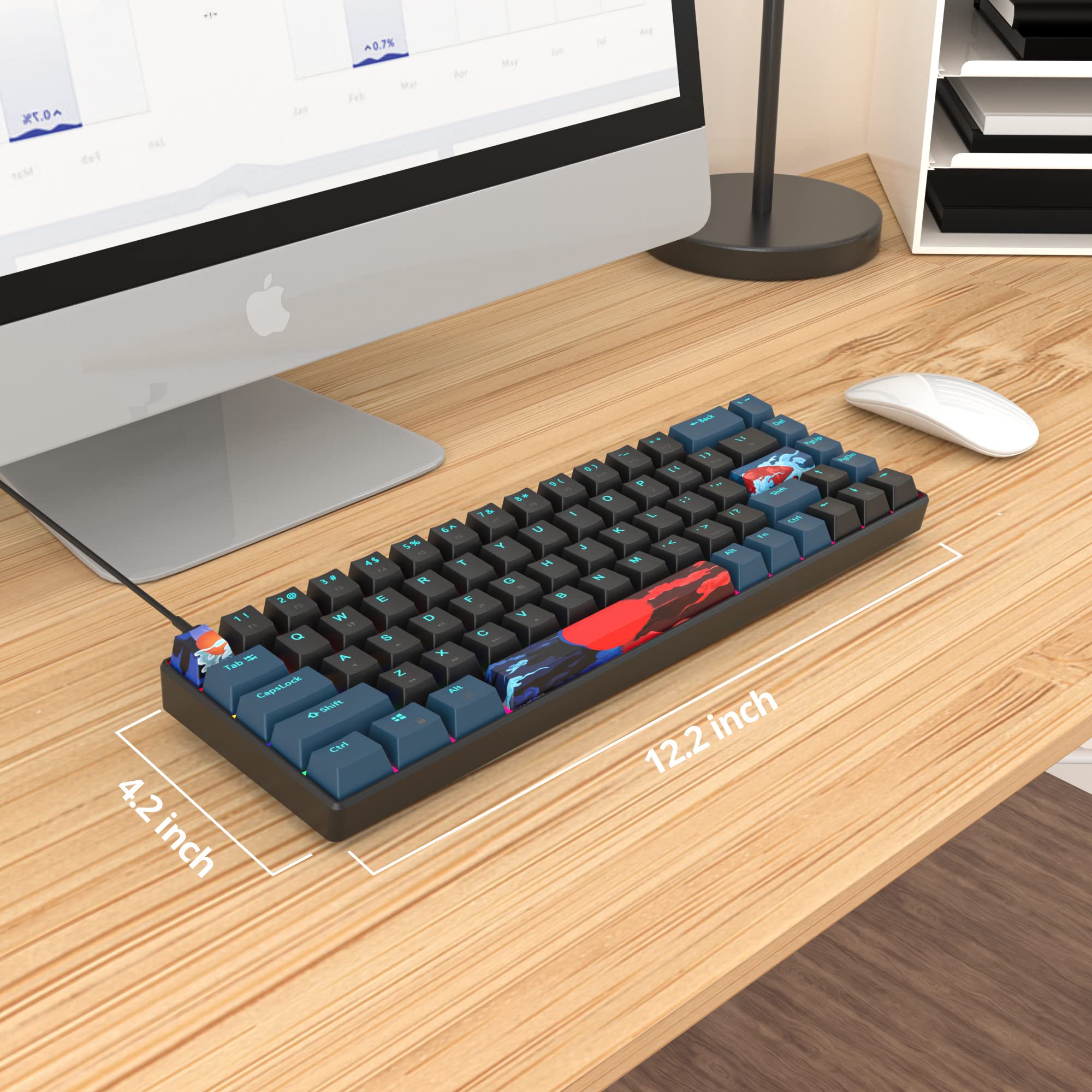SOLIDEE tastiera da gioco meccanica al 65%,68 tasti con interruttori rossi lineari,tastiera meccanica cablata con retroilluminazione LED,tastiera ergonomica compatta luce mista,per PS5/PS4(68 Monstor)