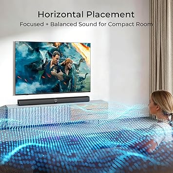 Sound Bar for Smart TV, Soundbar with Bluetooth/ARC/Opt/AUX Connect, Auto Volume Boost, 3 Equalizer Modes, 2 in 1 Detachable Soundbar for TV/PC/Gaming/Projectors