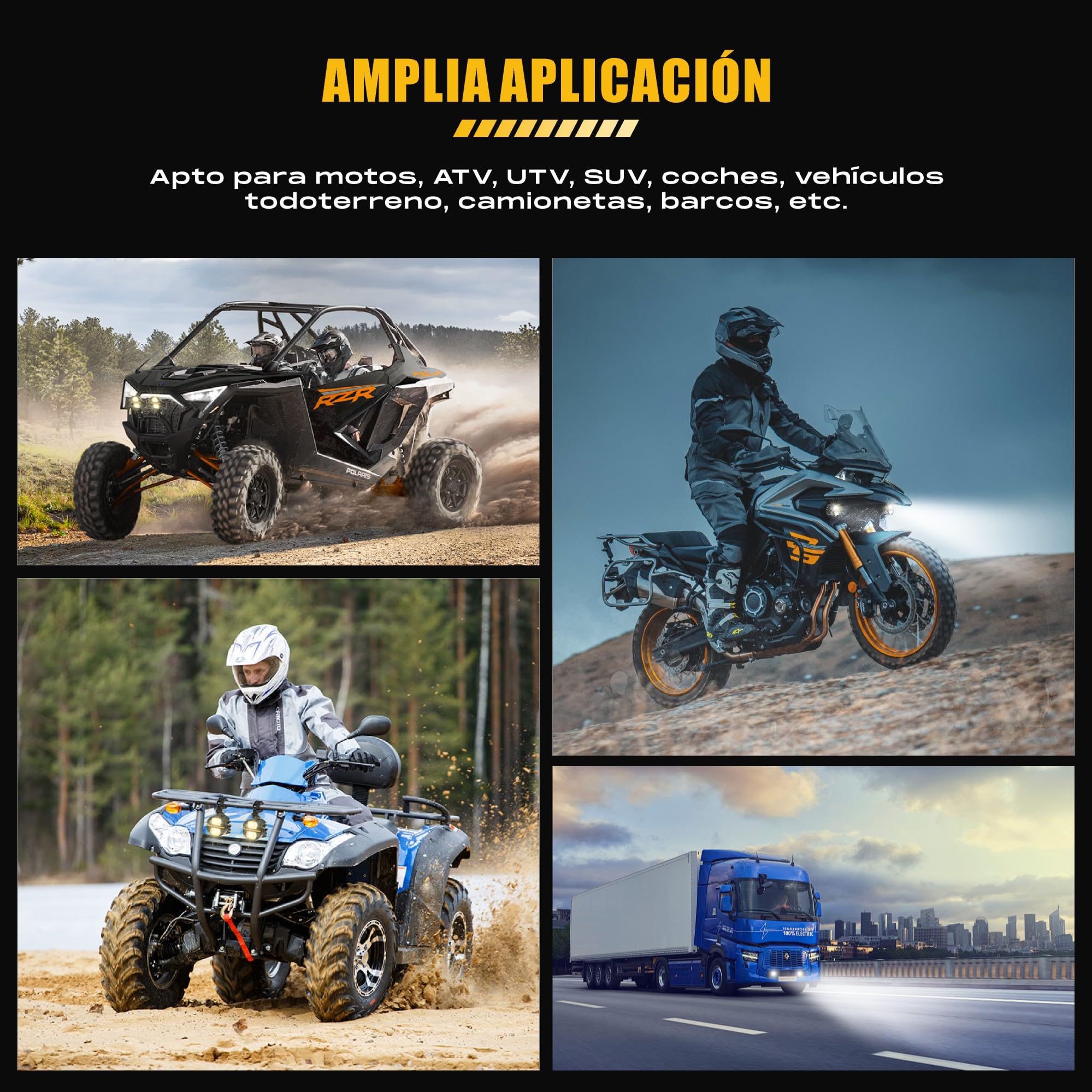 FUTURE EYES Faros Antiniebla Moto Homologados E57 CE, 120W 12000LM Faros Auxiliares para , Luces LED Moto con Doble Lente, Luces Auxiliares IP67 Impermeables