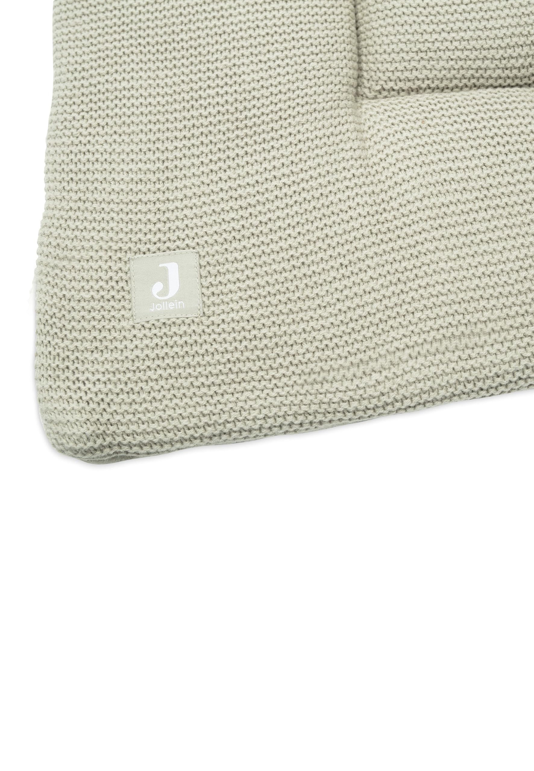 Jollein Krabbeldecke für Baby - Basic Knit, Olive Green - Laufgittereinlage - 75x95 cm - Strickmuster mit Fleece - Spieldecke Baby - Olivgrün
