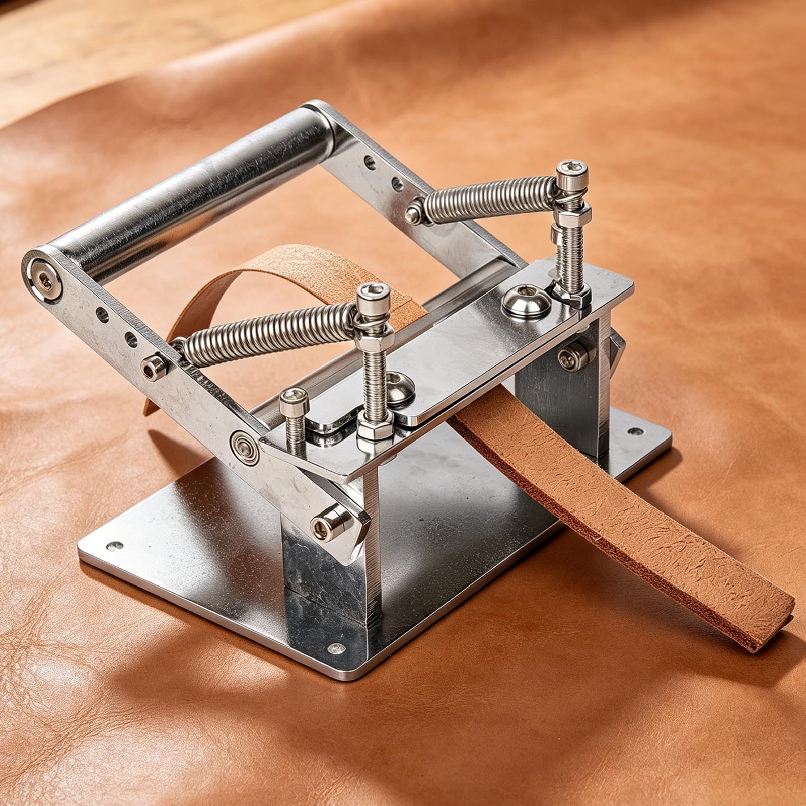 Karlak Herramienta de Corte de Cuero Metal, Divisor Cuero Manual Ergonómico, Ajustable para Profesionales la Peletería, 1 Unidad
