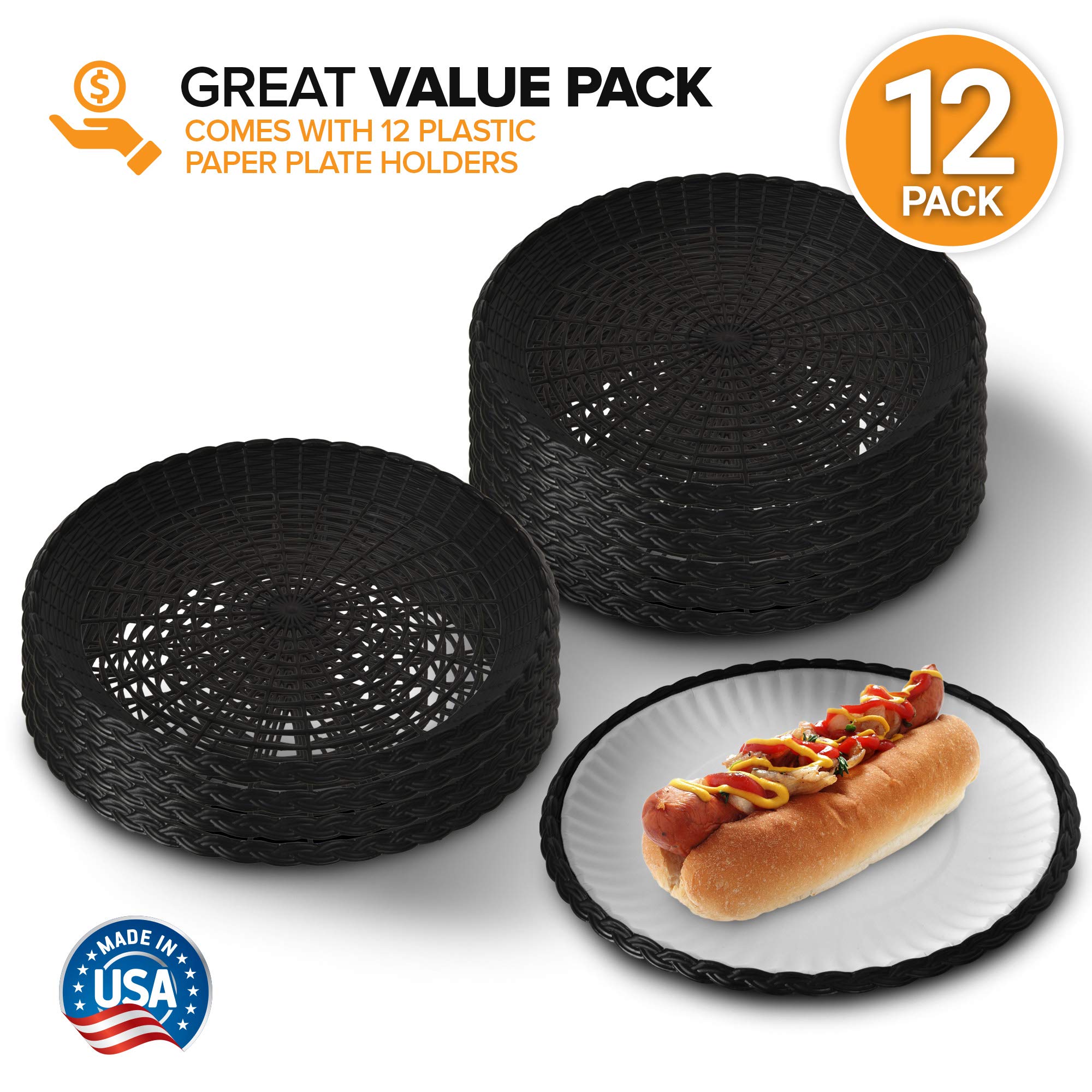 Buy Stock Your Home 9” Paper Plate Holder in Black (12 Count) Paper