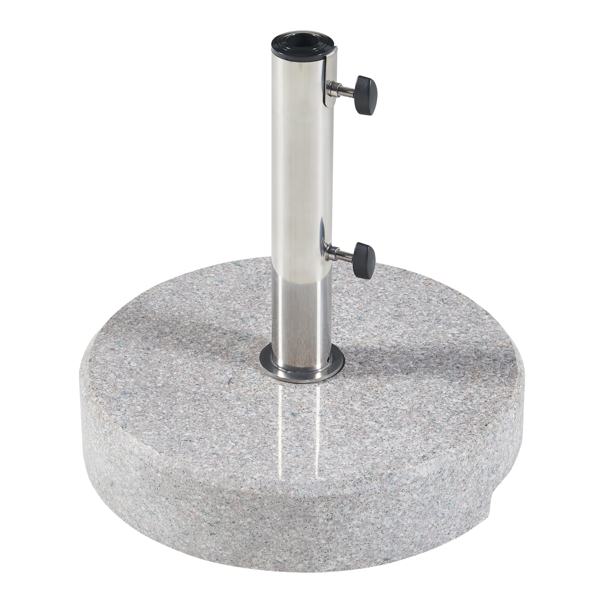 casa.pro Soporte de Sombrilla para Terraza con 2 Tornillos de Bloqueo Base para Parasol Apto para Poste con Diámetro: 25/32/38/49 mm Duradera Natural Plástico Redonda Granito Ø38x9cm - Gris