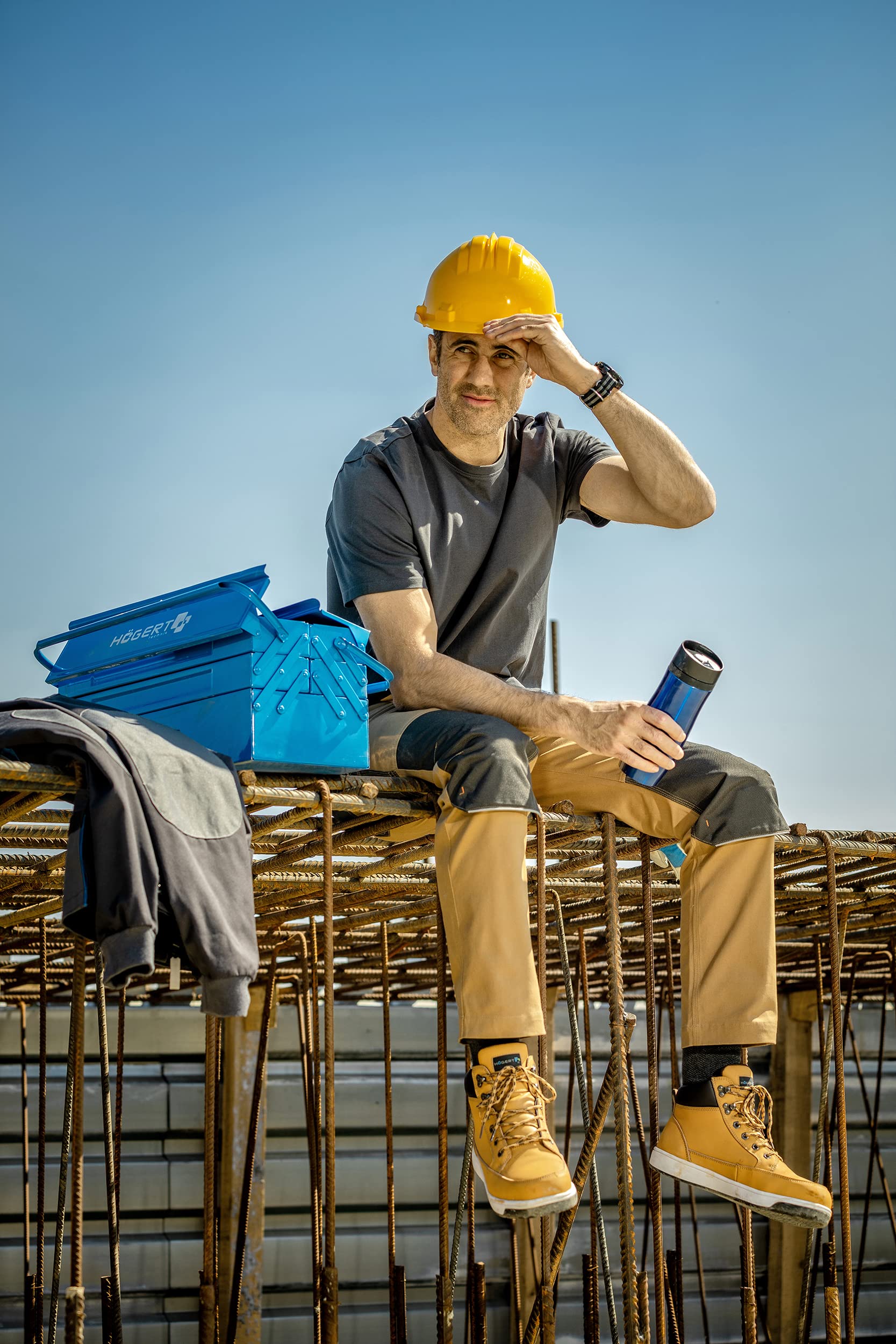 Högert Technik Cassetta degli attrezzi in metallo per attrezzi e piccoli oggetti, cassetta degli attrezzi, 45 x 20,5 x 20 cm, scatola con scomparti completamente accessibili, valigetta robusta