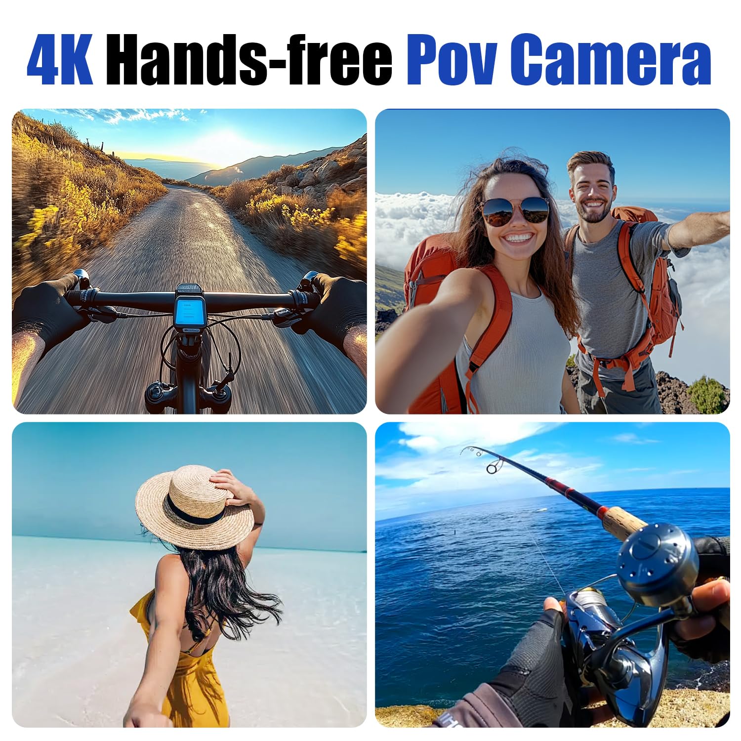 Mini caméra 4K 64 Go, WiFi POV, étanche, portable, mains libres, vue ultra grand angle, montage n'importe où pour animaux de compagnie, cyclisme, natation, vlogging, noir