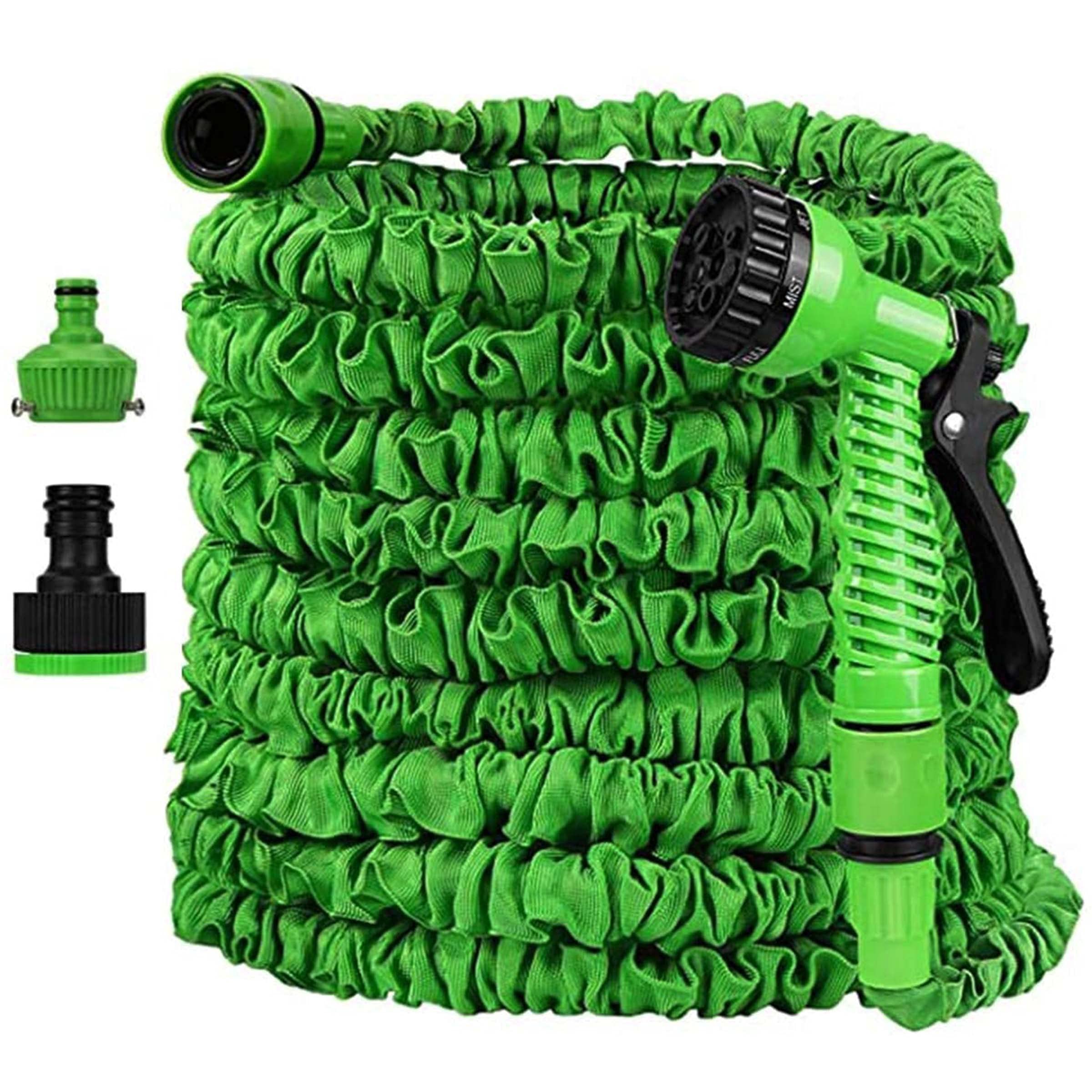 NIKAVI 25FT-100FT Telescopic hose water gun set, multi-function water gun head, 7 kinds of splashes, with a full set of connectors (25FT)