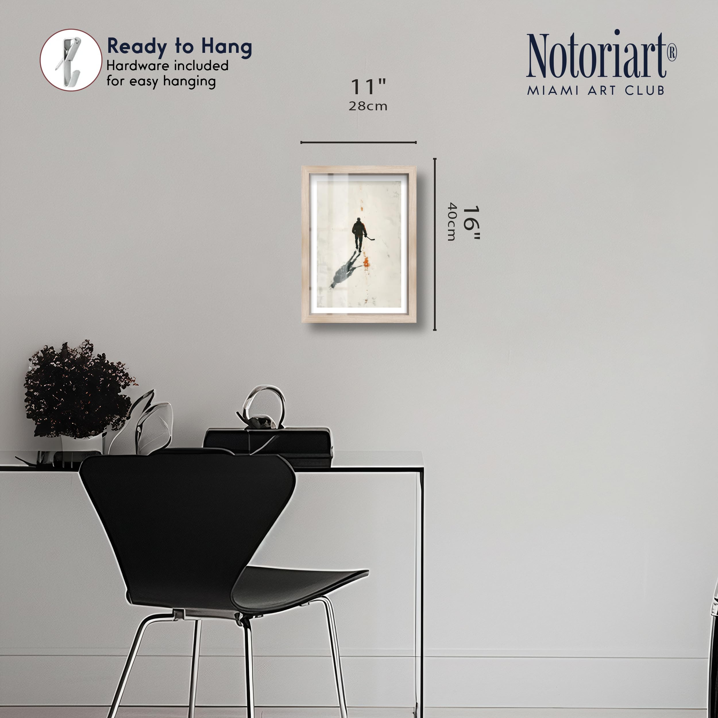 NotoriArt Lonely Hockey Player Shadowbox Stampa Sport Wall Decor Cornice Bionda Cornice Bionda 10 x 15