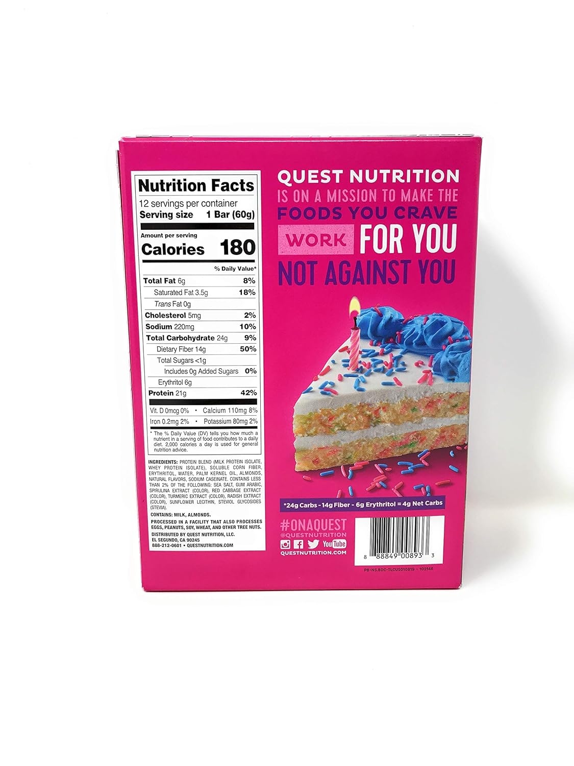 QUEST NUTRITION Birthday Cake Protein Bar 12 Count, 2.12 OZ