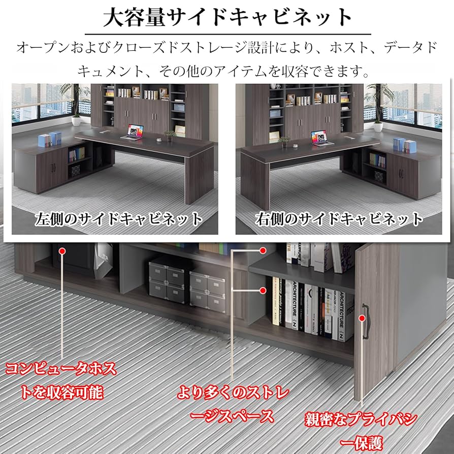Amazon.co.jp: 法人様向け 社長デスク 160/180/200/220/240CM L