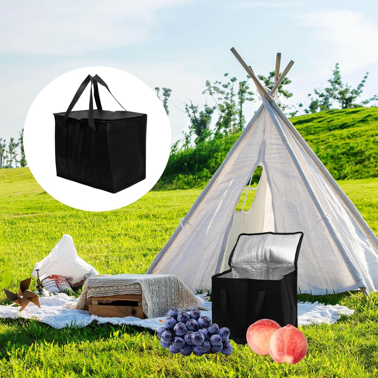 Lilaly Styrofoam Cooler Food Delivery Bag, Insulated Grocery Bags Insulated Cooler Bag for Hot or Cold Food Delivery, Groceries, Travel, Shopping - Image 6