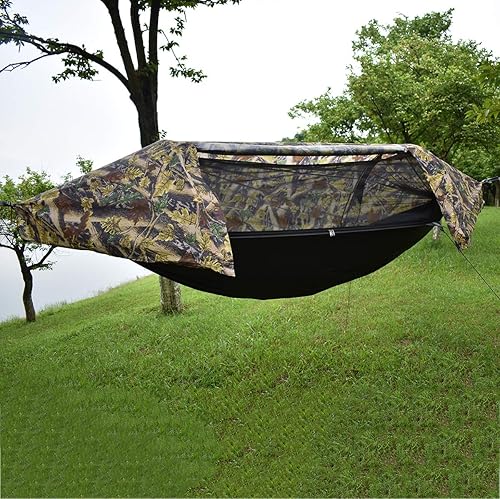 Miniatura 3 de WintMing - Hamaca con mosquitera y cubierta para moscas de lluvia, 3 en 1, hamaca de campamento, 440 libras de carga