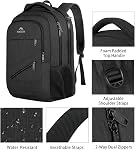MATEIN Sac à dos pour ordinateur portable antivol extra-grande entreprise, 18 1 cm TSA Sac à dos de transport approuvé pour les femmes homme, sac de travail avec la ceinture de bagages, noir TSA Sac à dos approuvé, sac de travail avec des compartiments multiples & Bagages