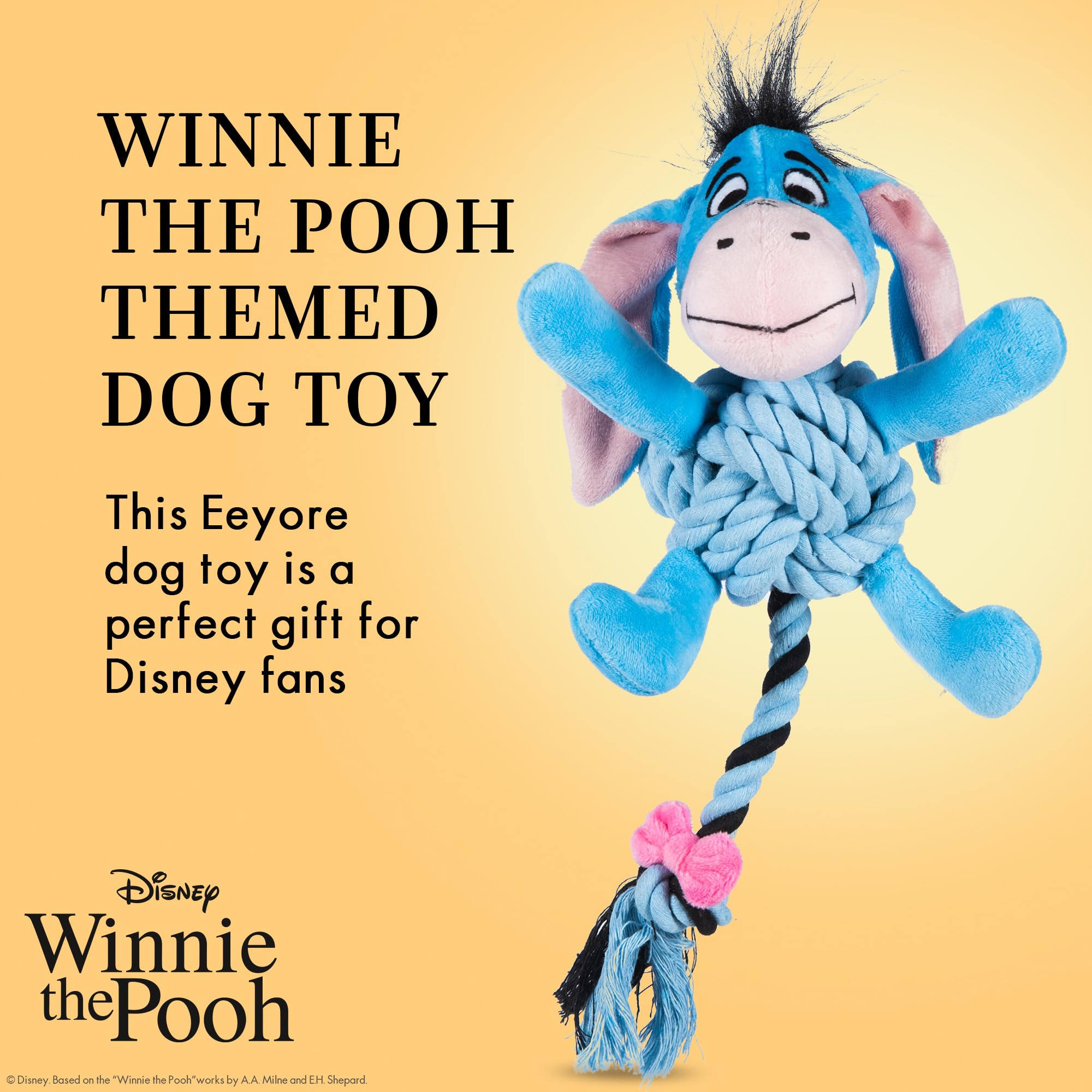 Disney for Pets Winnie Puuh I-Aah Seil-Haustierspielzeug | Disney Hundespielzeug | Seilspielzeug für Hunde, inspiriert von Winnie Puuh, 20,3 cm