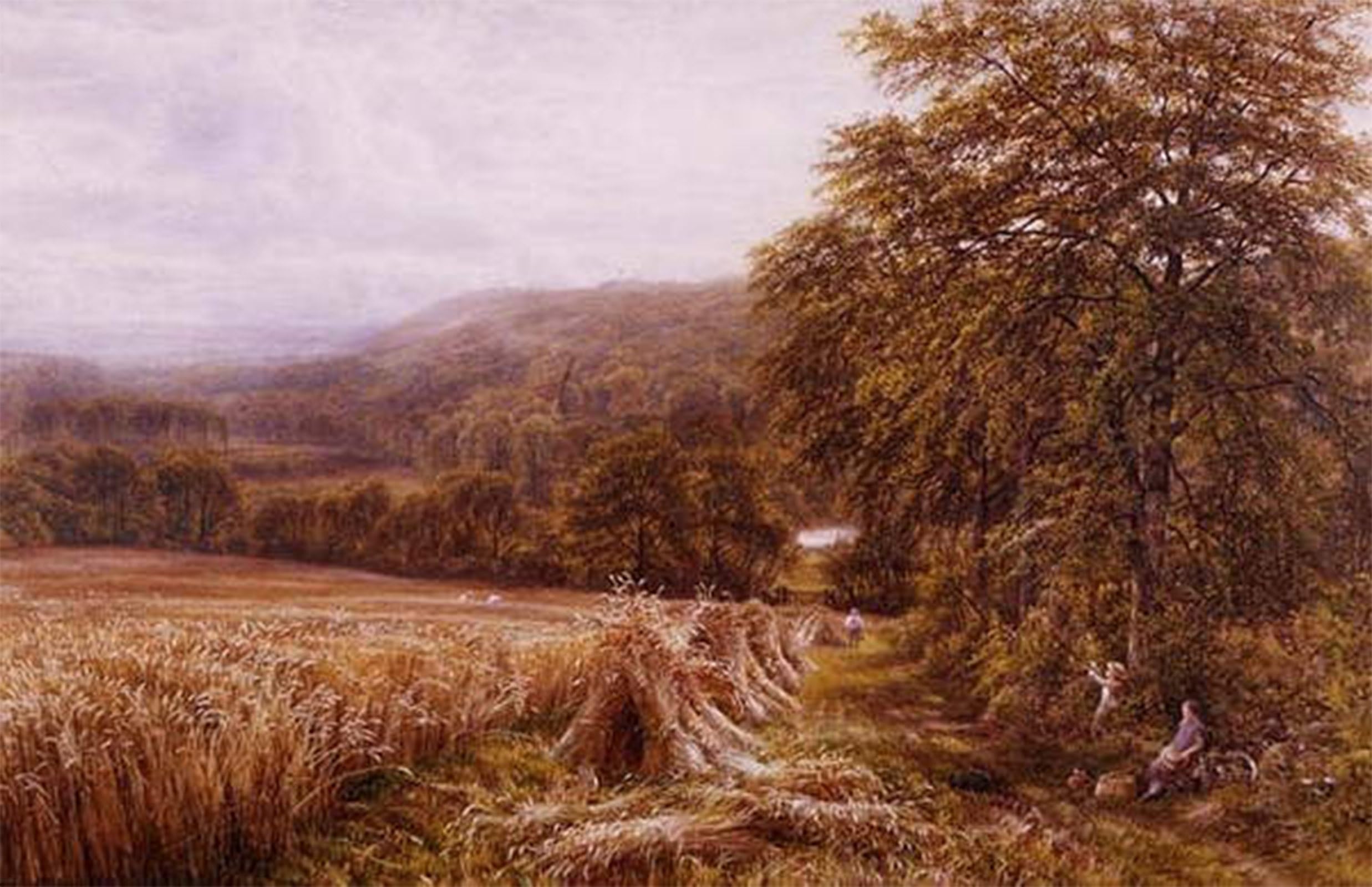 Artxlxxbn No Frame Famous Art Print Poster Vintage Wall Art Harvest Time On The Dart By Edmund George Warren Canvas Art Poster For Home Decor 60X90cm