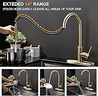 Vista 3 de Tohlar Gold Kitchen Faucet with Pull Down Sprayer, Gold Kitchen Sink Faucet for 1 or 3 Hole, Modern Stainless Steel Sink Faucet with Deck Plate for