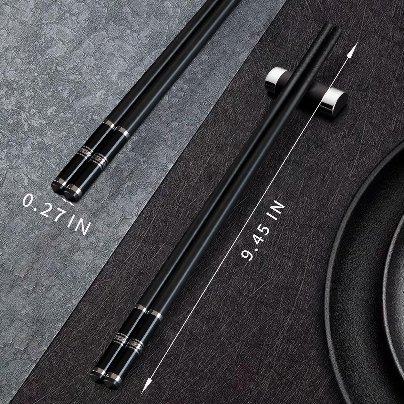 Chopsticks Reusable 5 Pairs Fiberglass Chopsticks Dishwasher Safe Square Lightweight Non-Slip Chop Sticks Set (silvery) — Amazon image 6