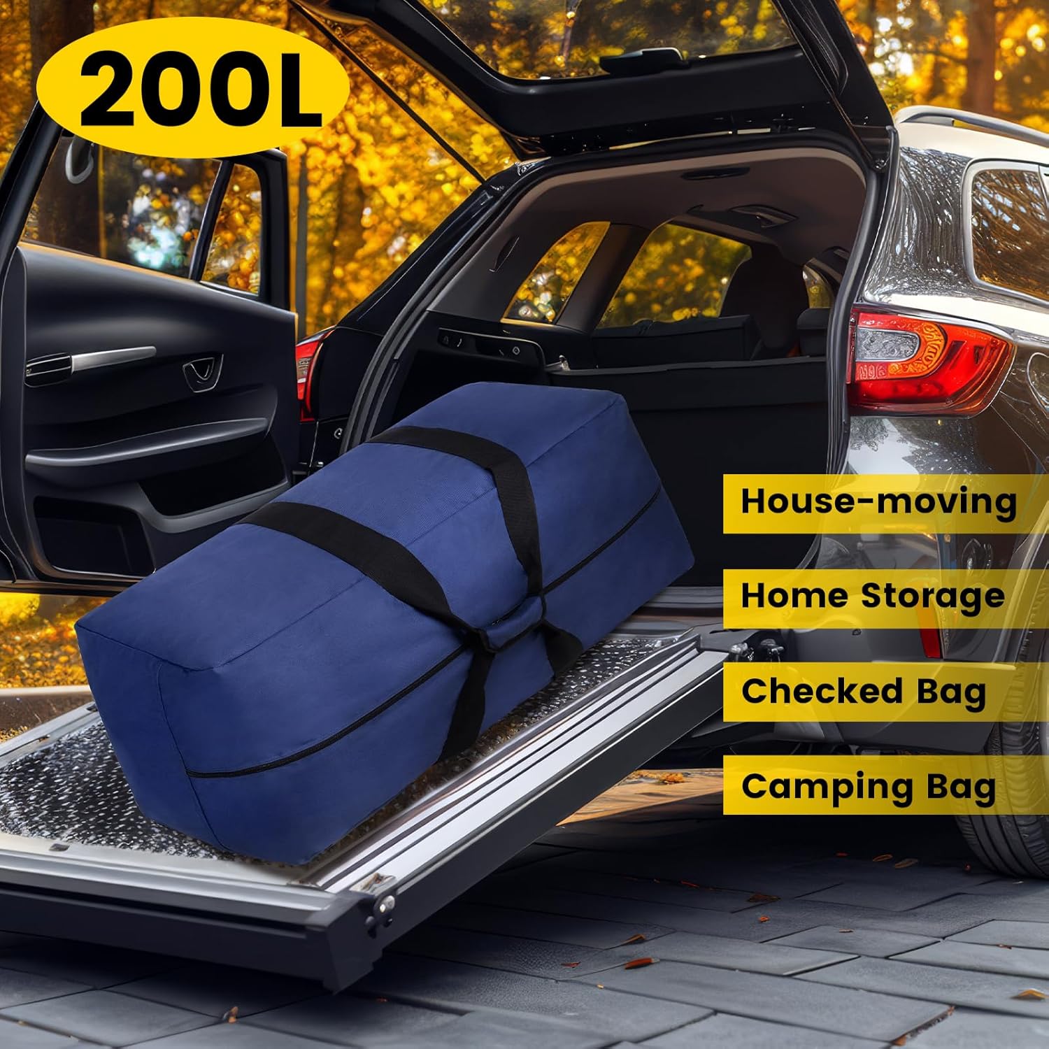 Vorspack Extra Large Duffle Bag for Travel - 200L Duffel Bag for Men Gear Bag for Storage Foldable Weekender Bag for Overnight Camping - Blue - Image 6