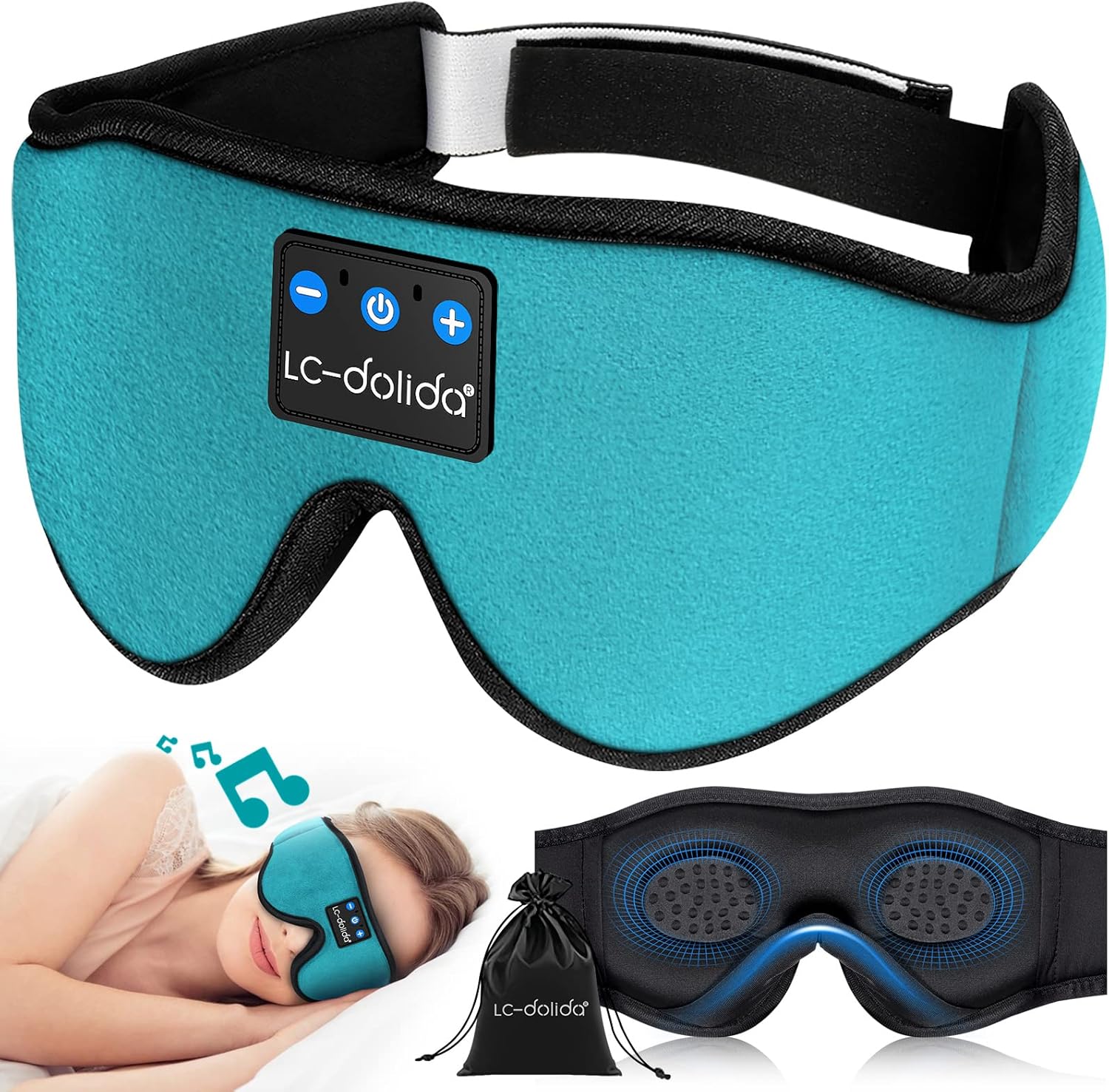 Bluetooth Sleep Mask with Headphones, LCdolida Breathable 3D Sleep Headphones Tech Gadgets Gift
