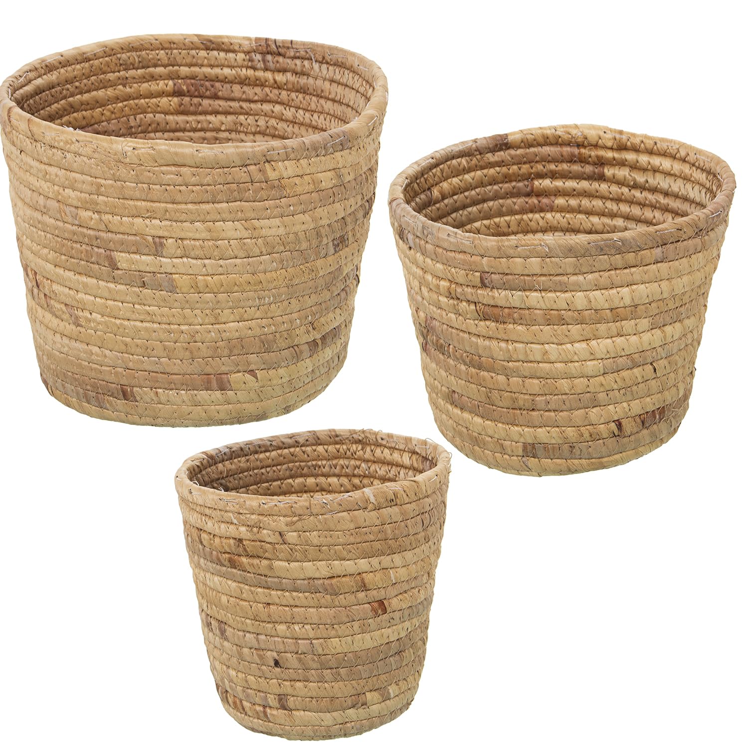 Paniers ronds en herbe de mer DRW (lot de 3) tailles 24, 21 et 17 cm pour trier avec style