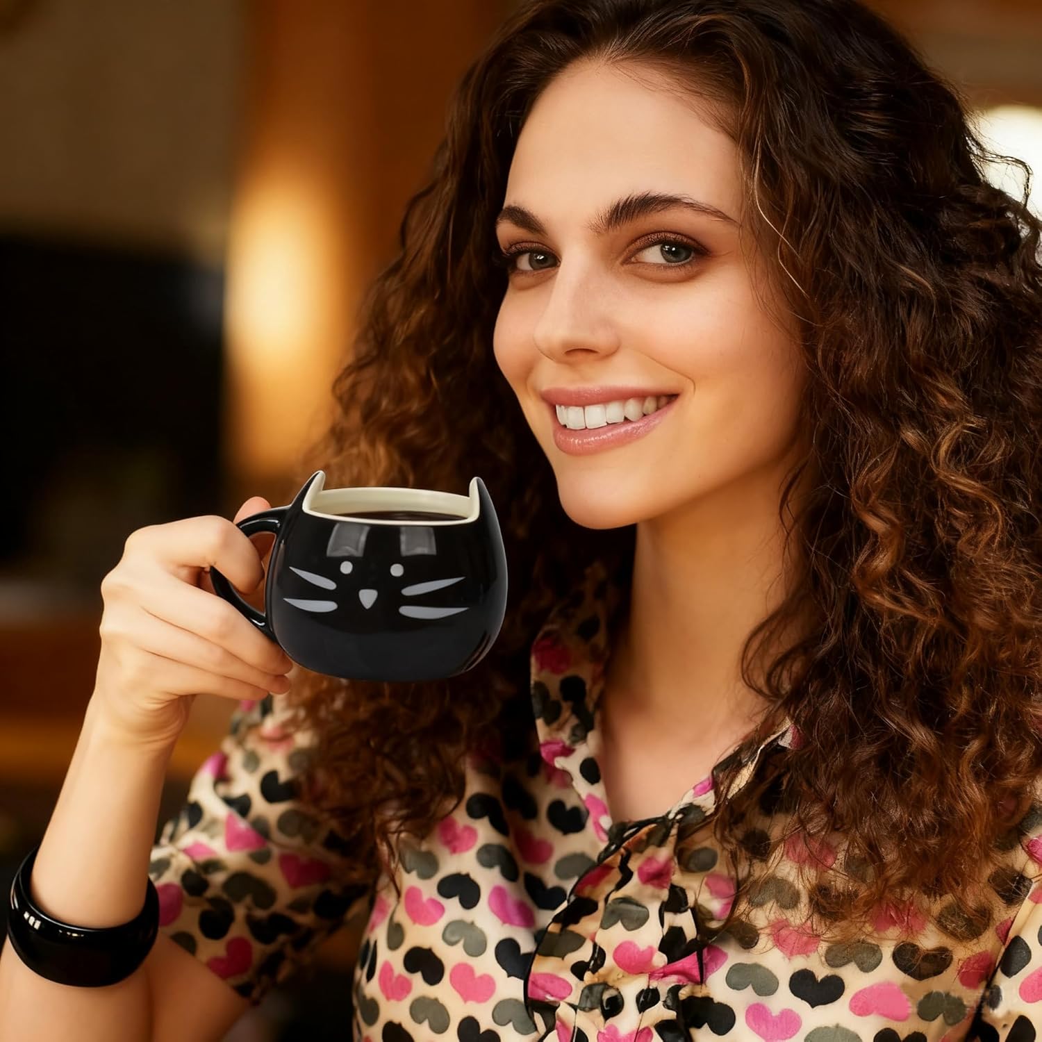 12 oz Funny Cute Black Cat Cup Coffee Mugs for Cat Lover, Ceramic Kitty Tea Mug Gifts for Women Girls,Animal Inside Cup Christmas Birthday Gifts - Image 5