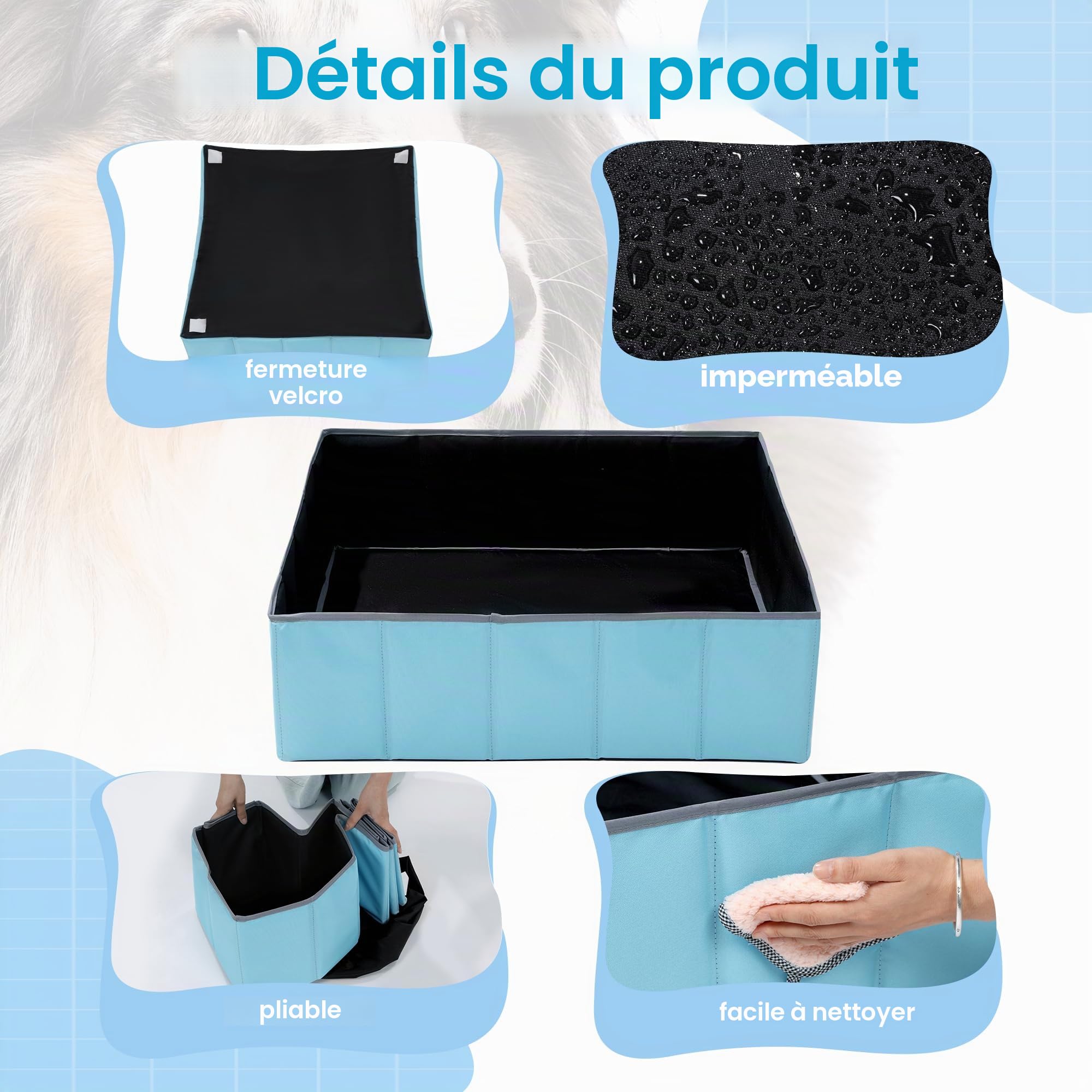 BALAPET Boîte de Mise Bas pour Chiens et Chiots, Parc de Mise Bas Pliable et Portable, Parc pour Chiot (Noir, carré, 94 x 94 x 30,5 cm)