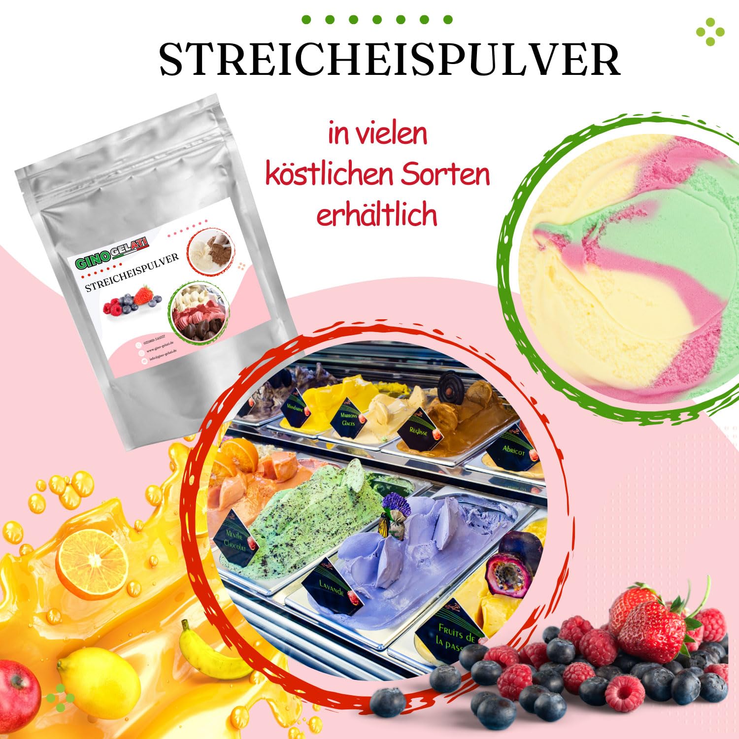 Gino Gelati Steicheis Pulver mit verschiedenen Schokoladen Geschmäckern, Made in Germany, schnelle und einfache Zubereitung, Schokoladen Eismix für Zuhause (100 Kg, Tiramisu)