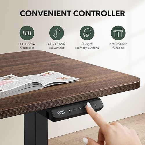 Miniatura 23 de Cubiker Escritorio de pie en forma de L – Escritorio eléctrico de altura ajustable de 63 x 55 pulgadas, mesa ergonómica para sentarse de pie con 3