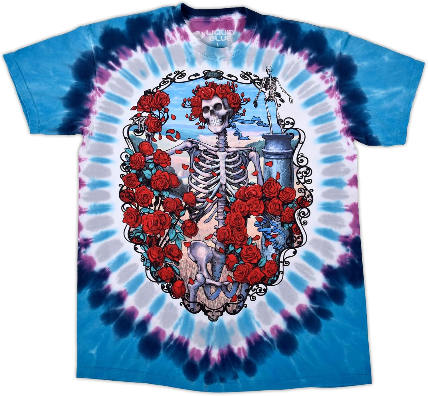 Liquid Blue Grateful Dead 30th Anniversary Band Tee – Tie Dye Short Sleeve T-Shirt, Vintage Concert Shirt for Men & Women