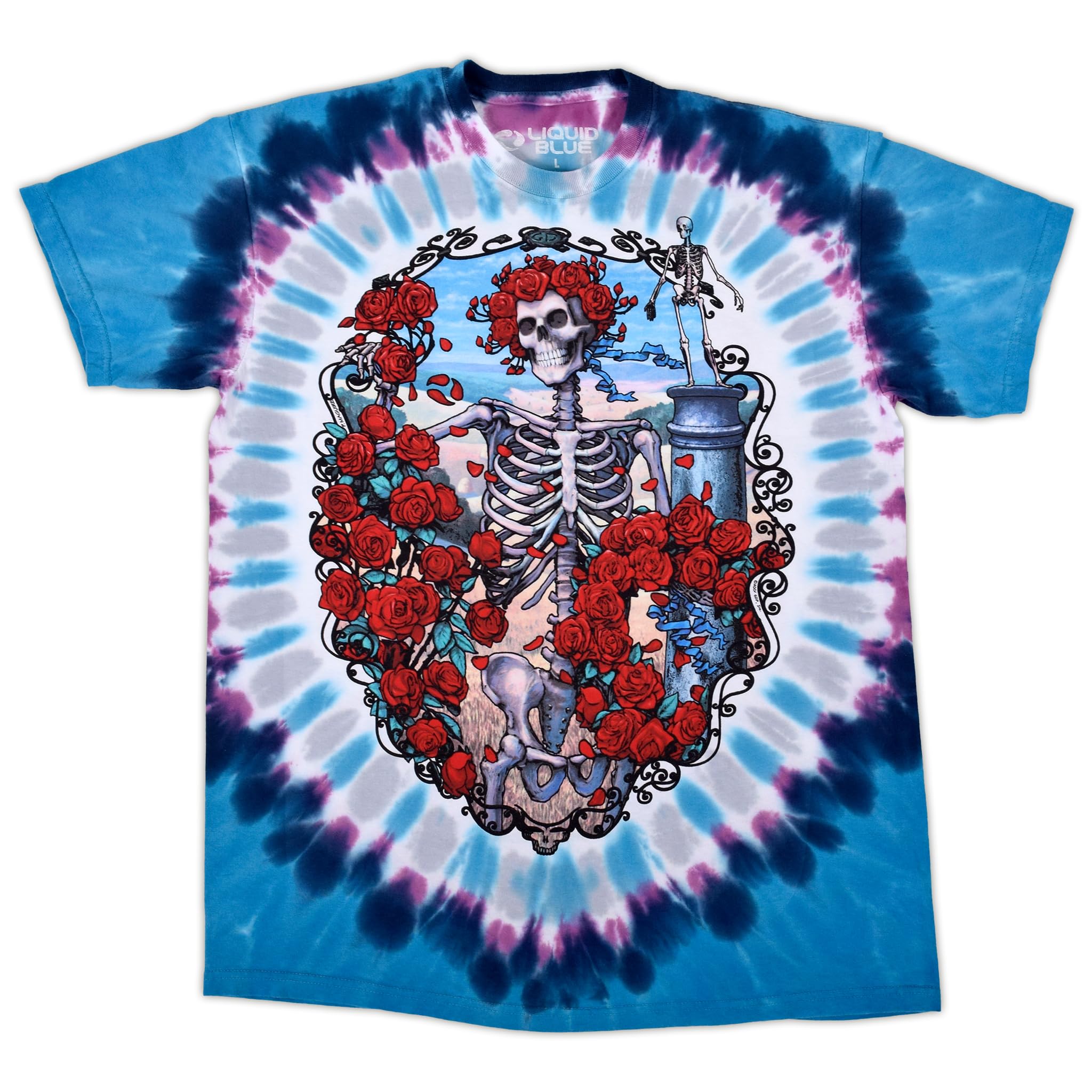 Liquid BlueGrateful Dead 30th Anniversary Band Tee – Tie Dye Short Sleeve T-Shirt, Vintage Concert Shirt for Men & Women