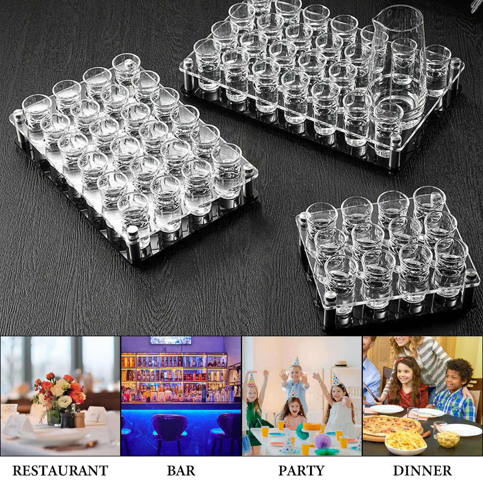 Ensemble de 36 verres à shot, verre à shot classique de 25 ml avec base épaisse, ensemble rond de tasses à shot transparentes pour cocktail, vodka, whisky