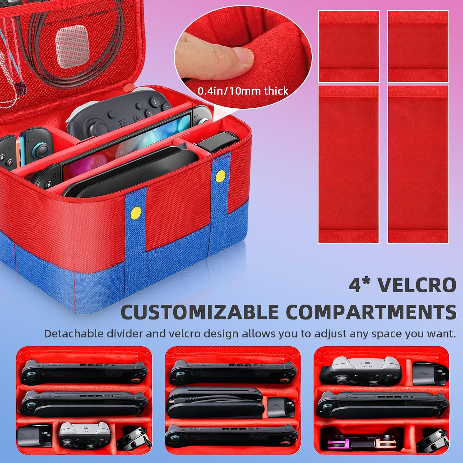 Vadaxx Cute Switch Carry Case for Nintendo Switch2/1/Lite/OLED, Portable Soft Shell Waterproof Protective Storage Travel Carrying Case Messenger Bag Oxford for NS SD Console Dock JoyCons Accessories image 2