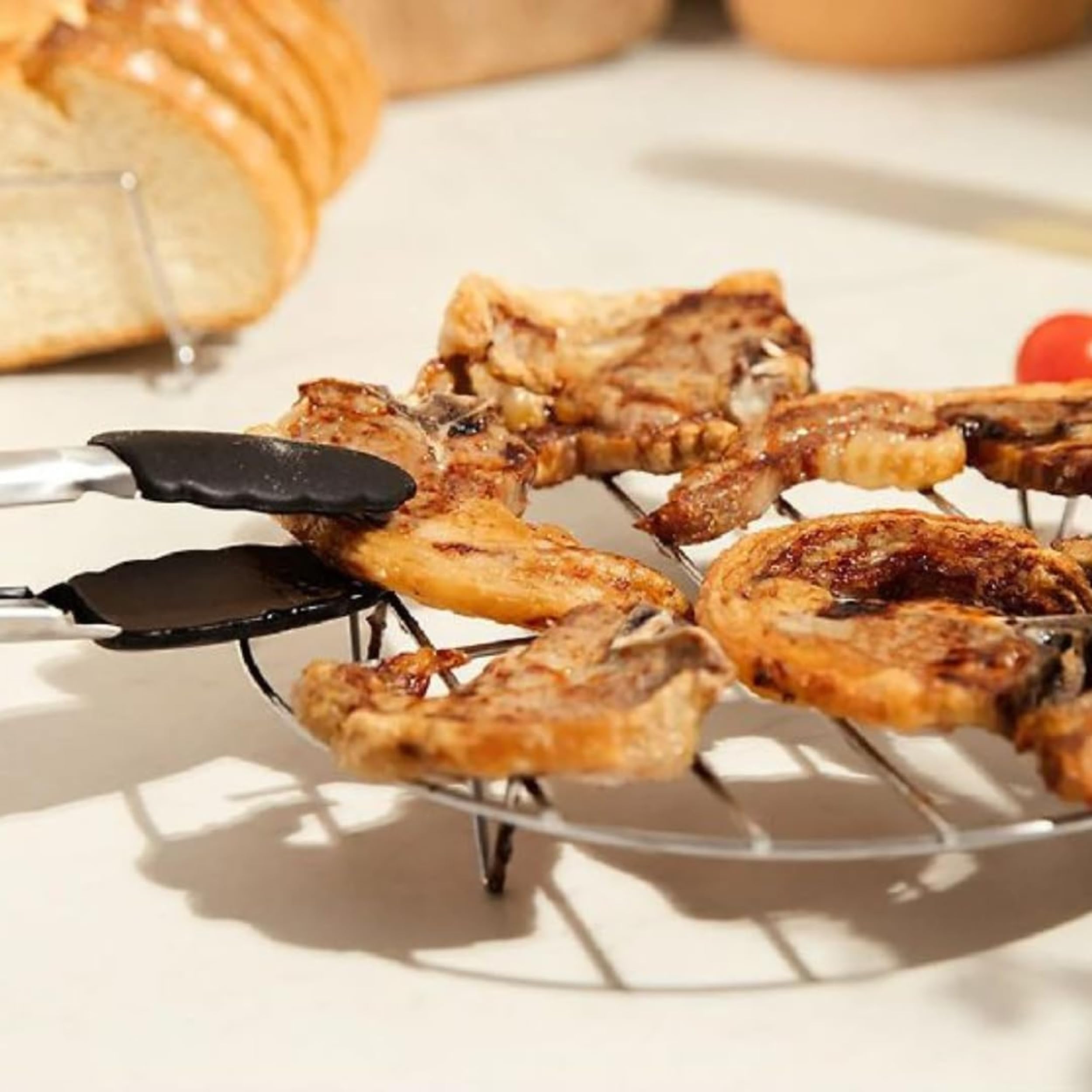 PARENCE.- Okrągły grill do frytkownicy - 17,5 x 17,5 x 2,5 cm - Akcesoria ze stali nierdzewnej do frytownicy, piekarników, parowaru, grilla