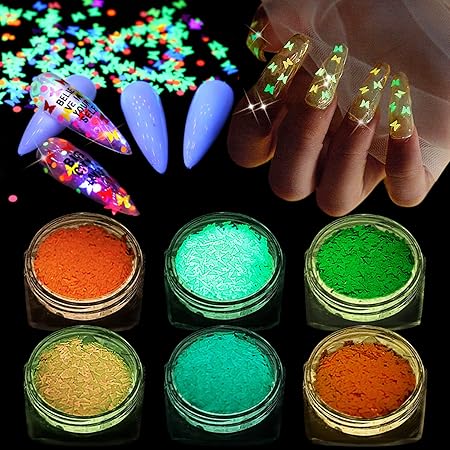 Glow in the dark glitter nails Clearance