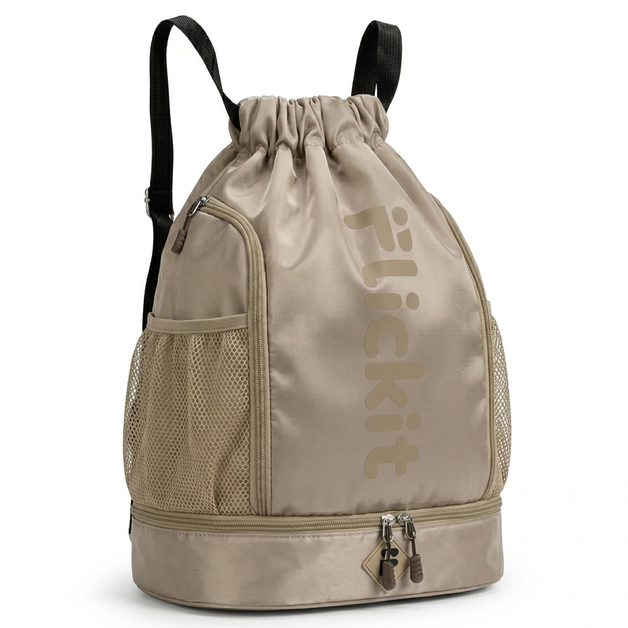 flickit Pro Drawstring Sports Backpack with Shoe Compartment | Waterproof Gym & Football Bag | Mesh Side Pockets | Dual Zip Storage-picture-0