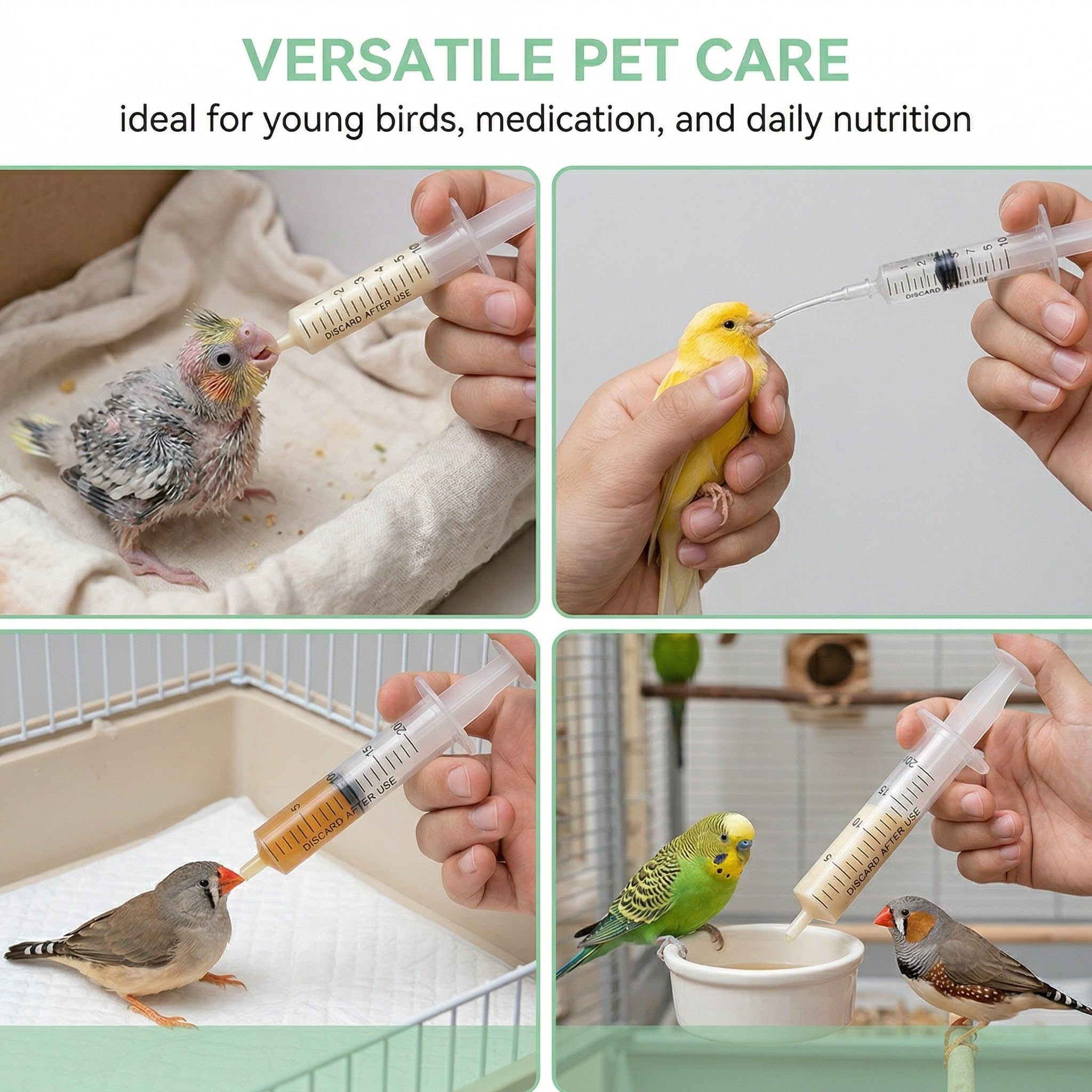 Seringue Alimentaire pour Nourrissage d'Oiseaux 12 Pièces avec Tuyau 10ml 20ml